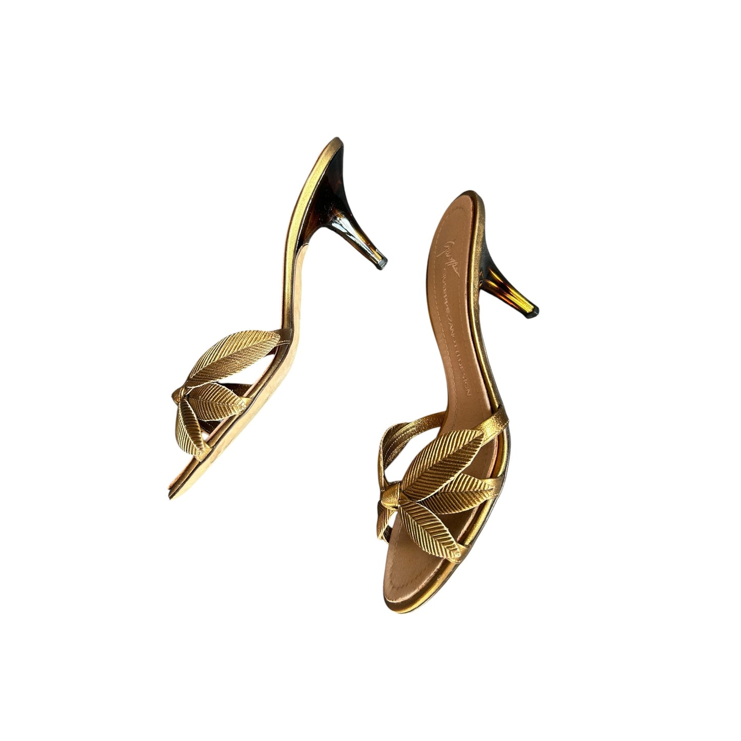 Vintage Giuseppe Zanotti bronze metallic leaf mule heels / 40