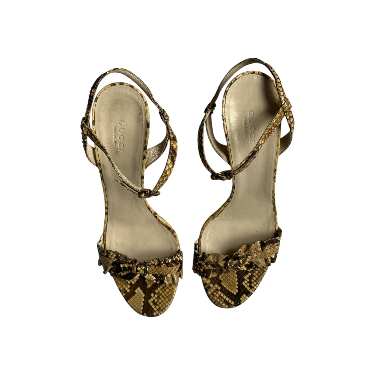 Vintage Gucci python buckle sandal heels / 40