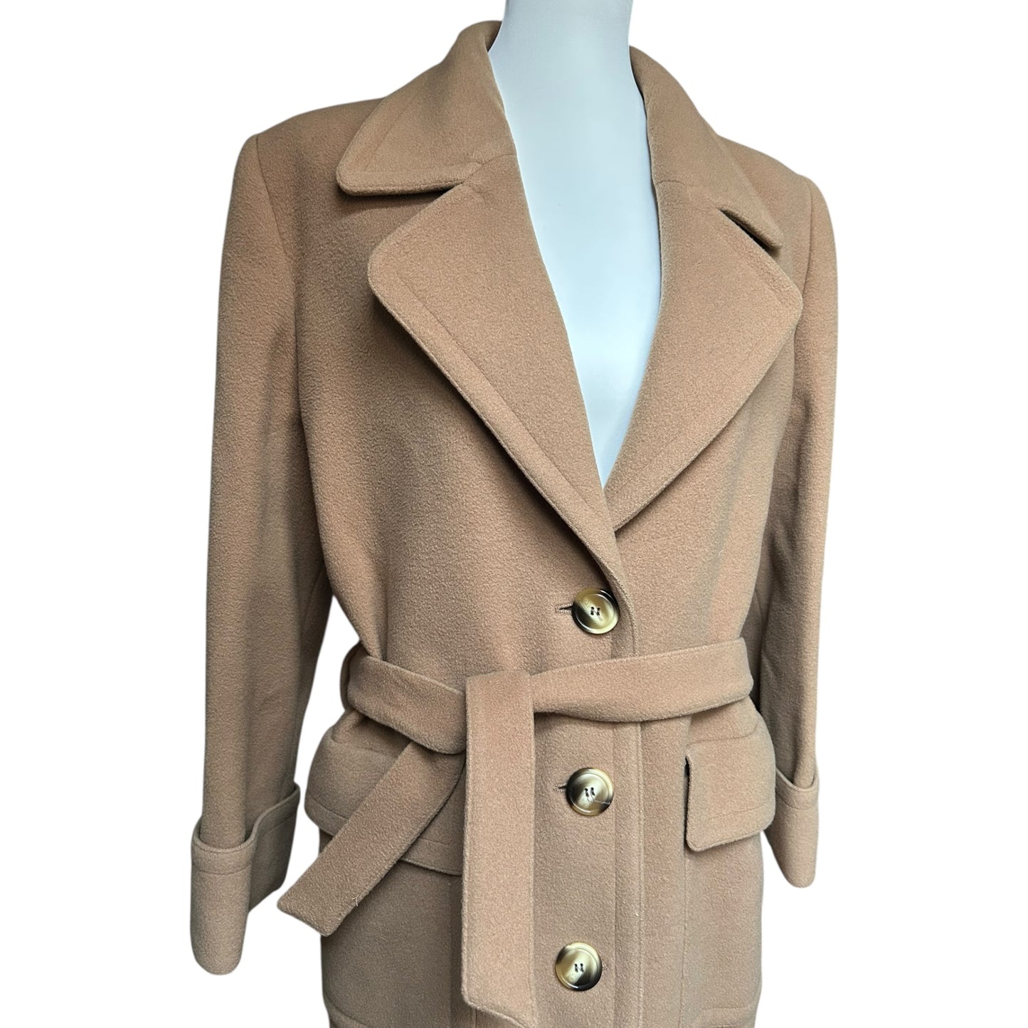 Vintage Valentino Camel Wool Coat – Belted Tailored maxi Coat Classic Italian Luxury Outerwear – Made in Italy