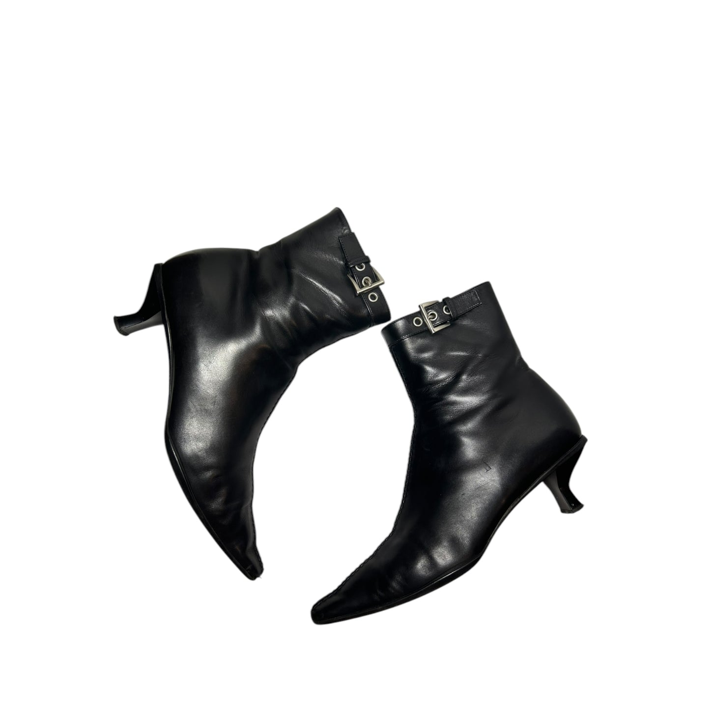 Vintage Prada black leather ankle boots / 39