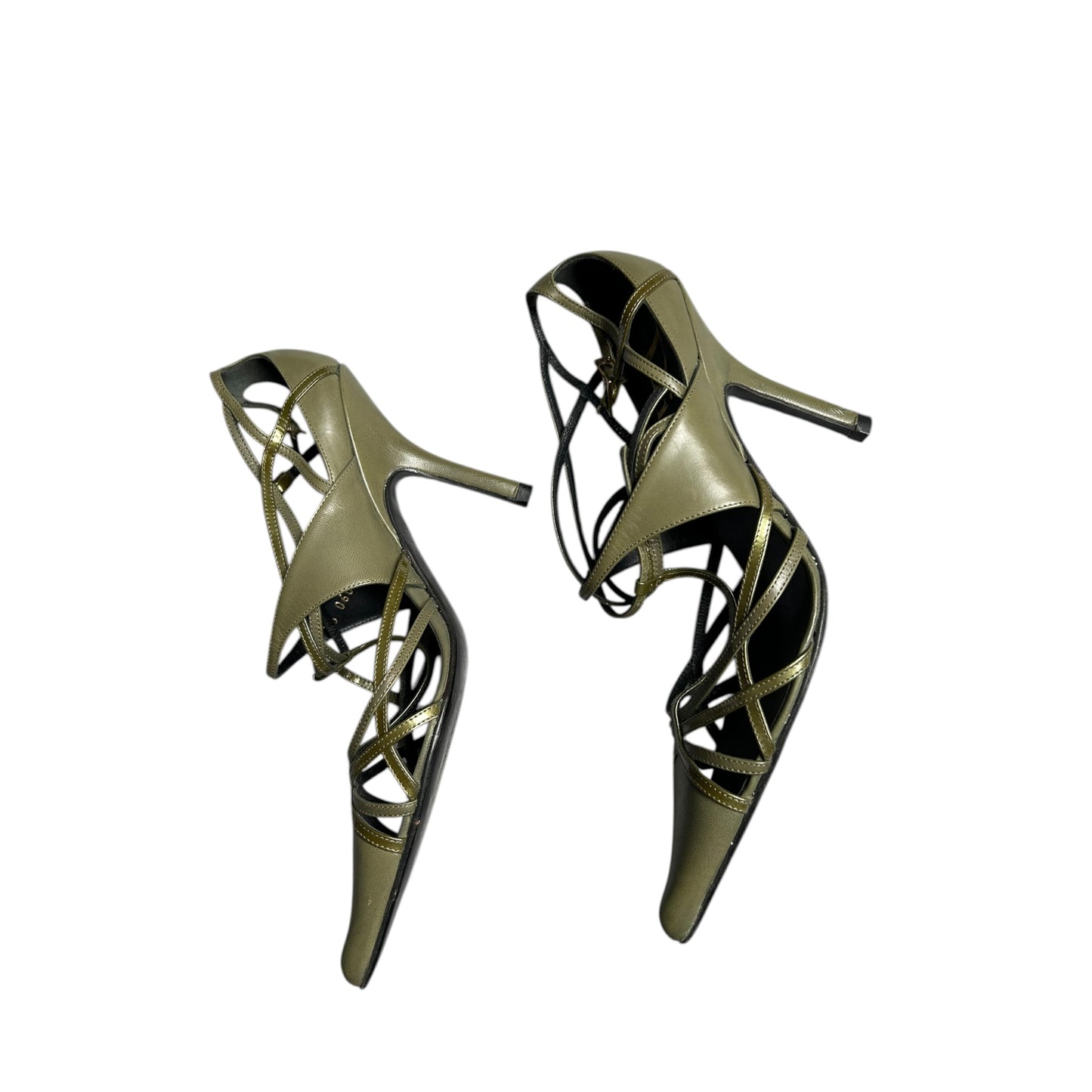 Vintage Dior by Galliano 00s strap khaki bondage heels / 36