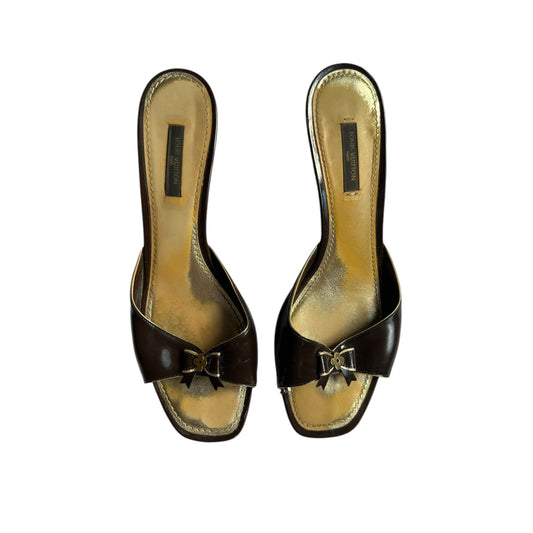 Vintage Louis Vuitton bow tie brown mules / 40