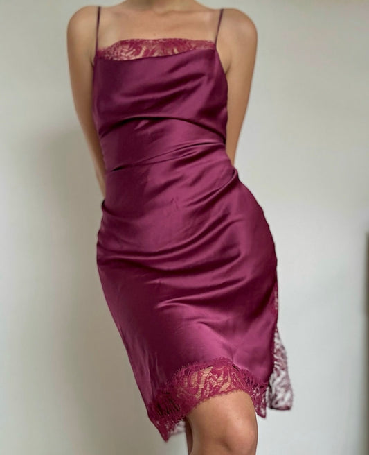 Vintage VS royal purple lace satin slip dress /S