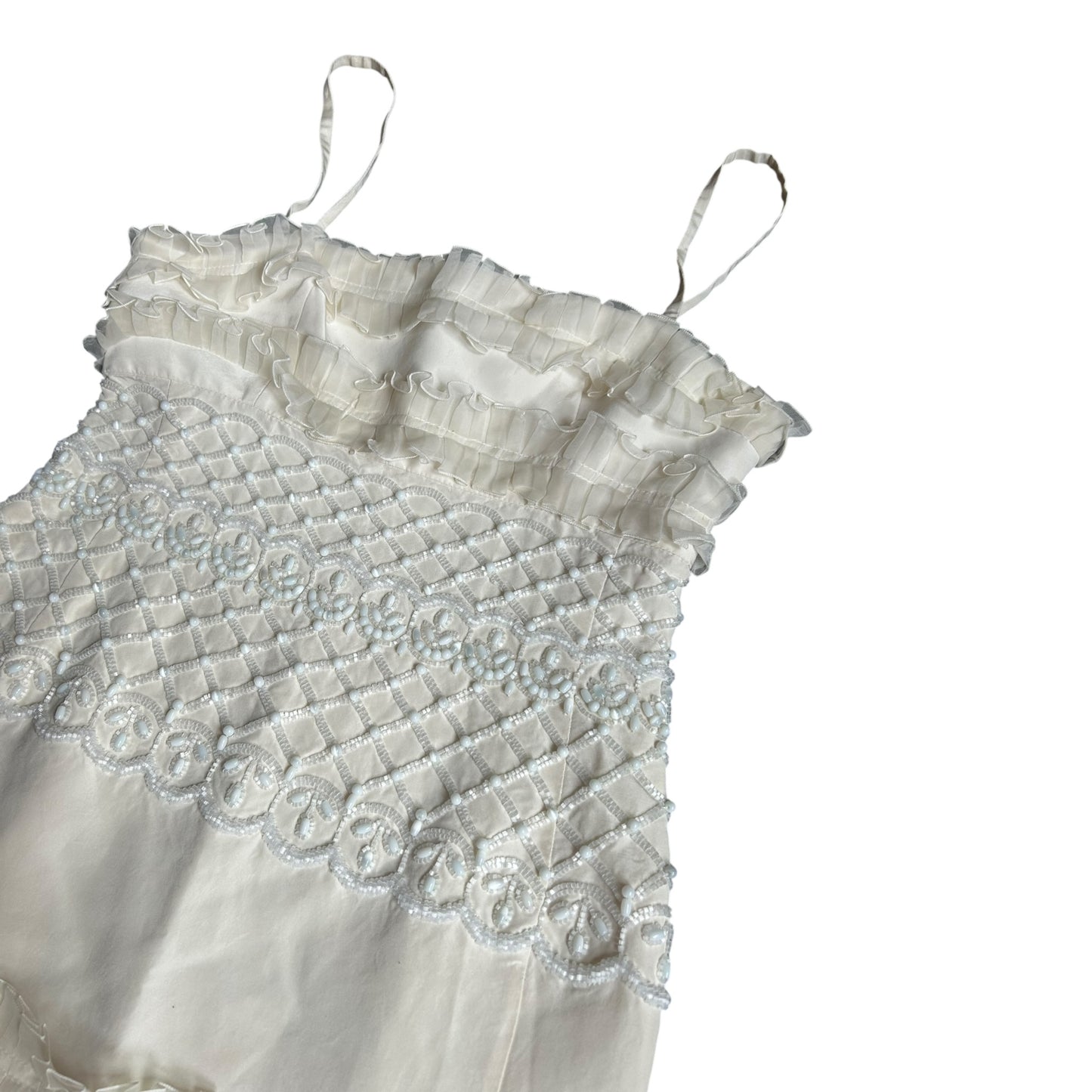 RENTAL ONLY-Christian Dior by John Galliano 2007 Bridal Ivory Silk Ruffle Dress – Beaded Corset Bodice