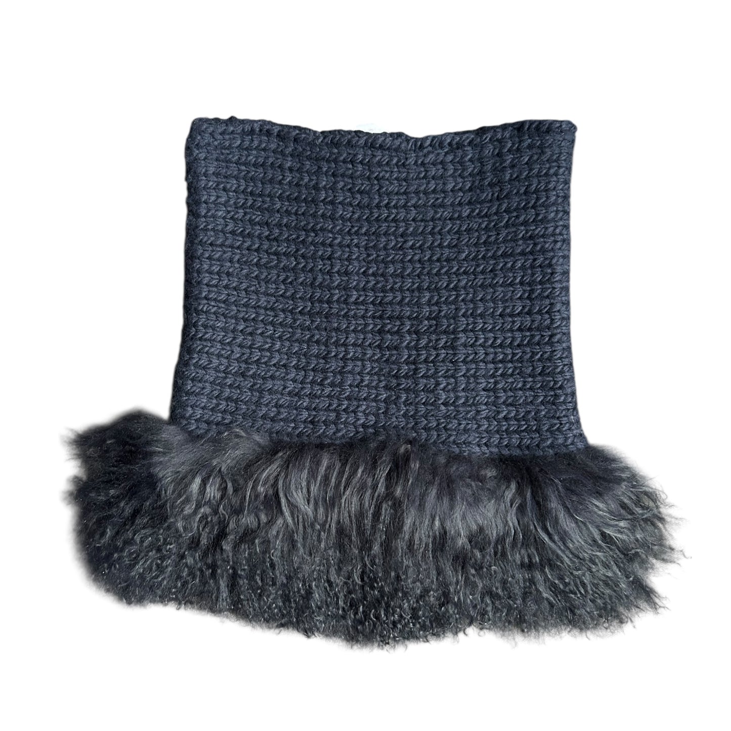 Vintage Valentino Navy Knit Skirt with Genuine Fur Trim – Luxury Wool Mini Skirt