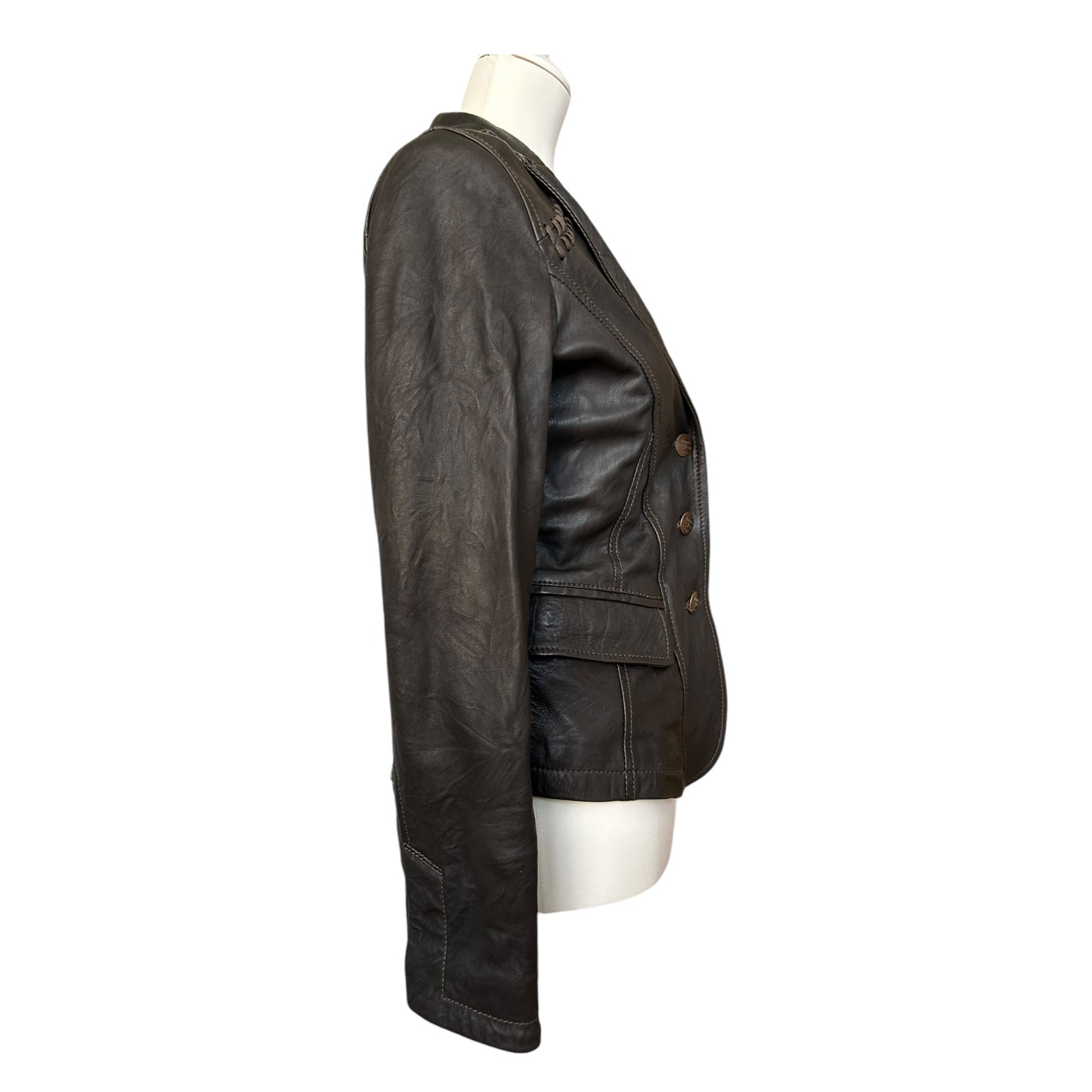 Vintage Armani brown leather blazer jacket / IT40 / S
