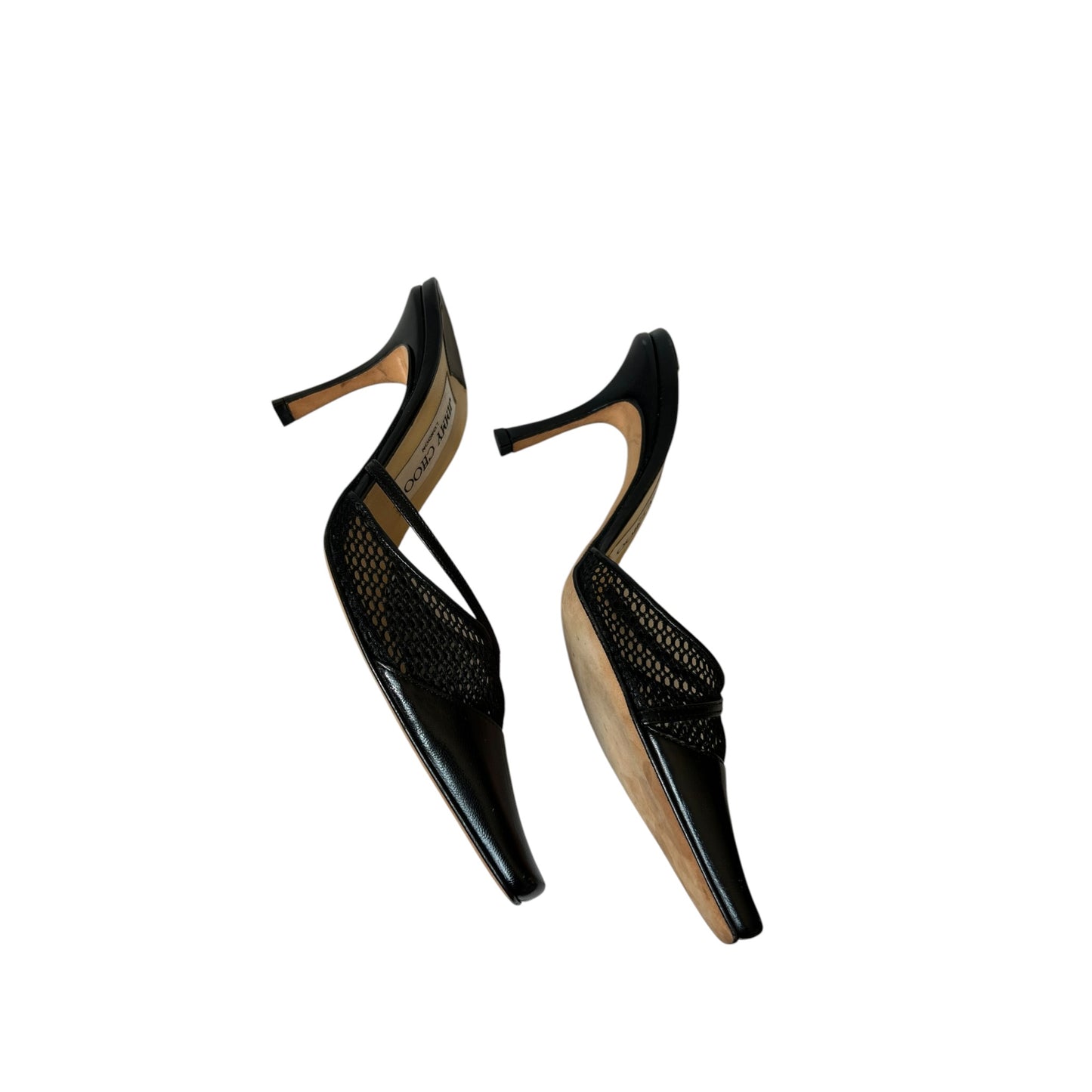 Vintage Jimmy Choo black leather mesh mules / 36.5