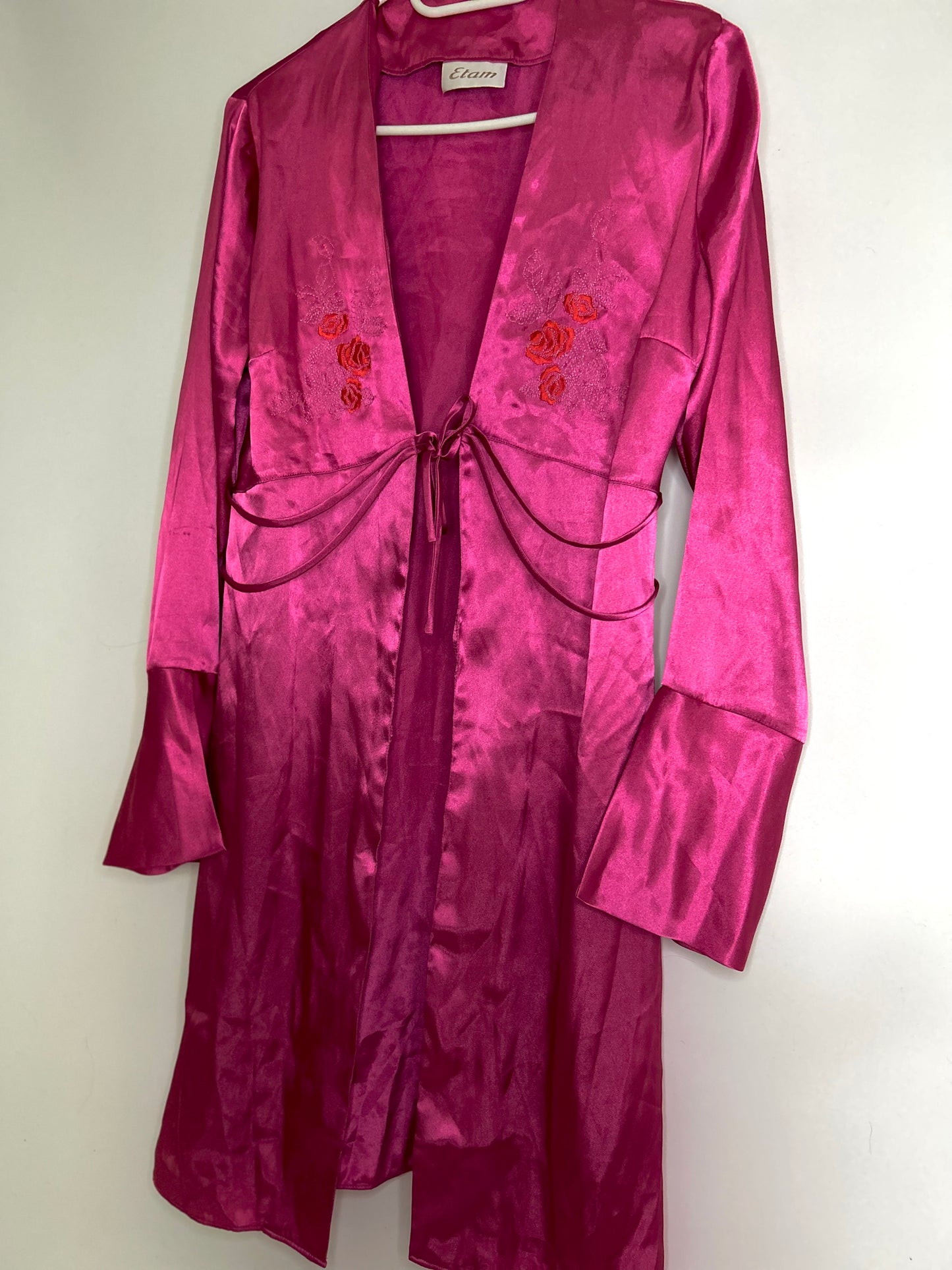 Vintage pink floral satin robe