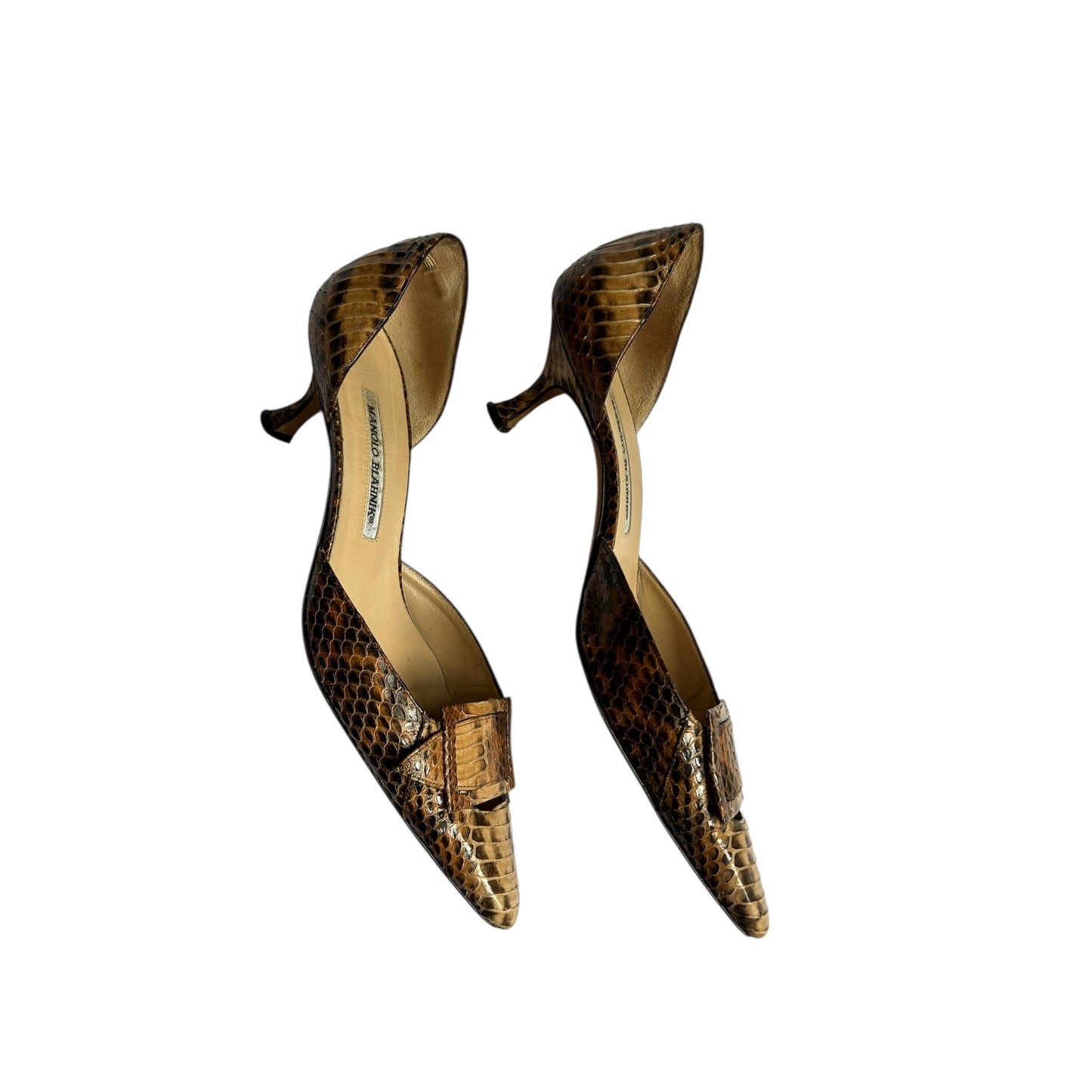 Vintage Manolo Blahnik python kitten heels / 39.5