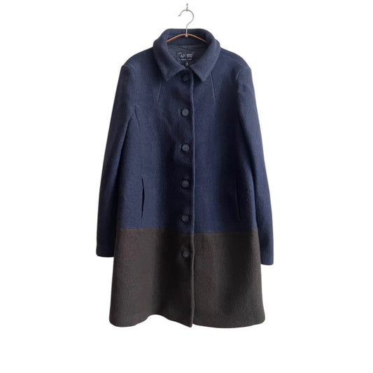 Vintage Armani bi color 100% wool coat navy brown