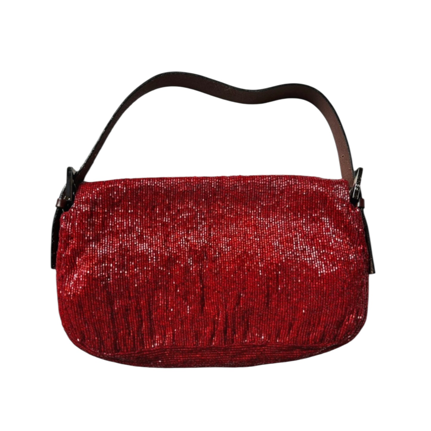 Fendi Baguette Red Beaded Bag – Vintage FF Logo Clasp Shoulder Bag