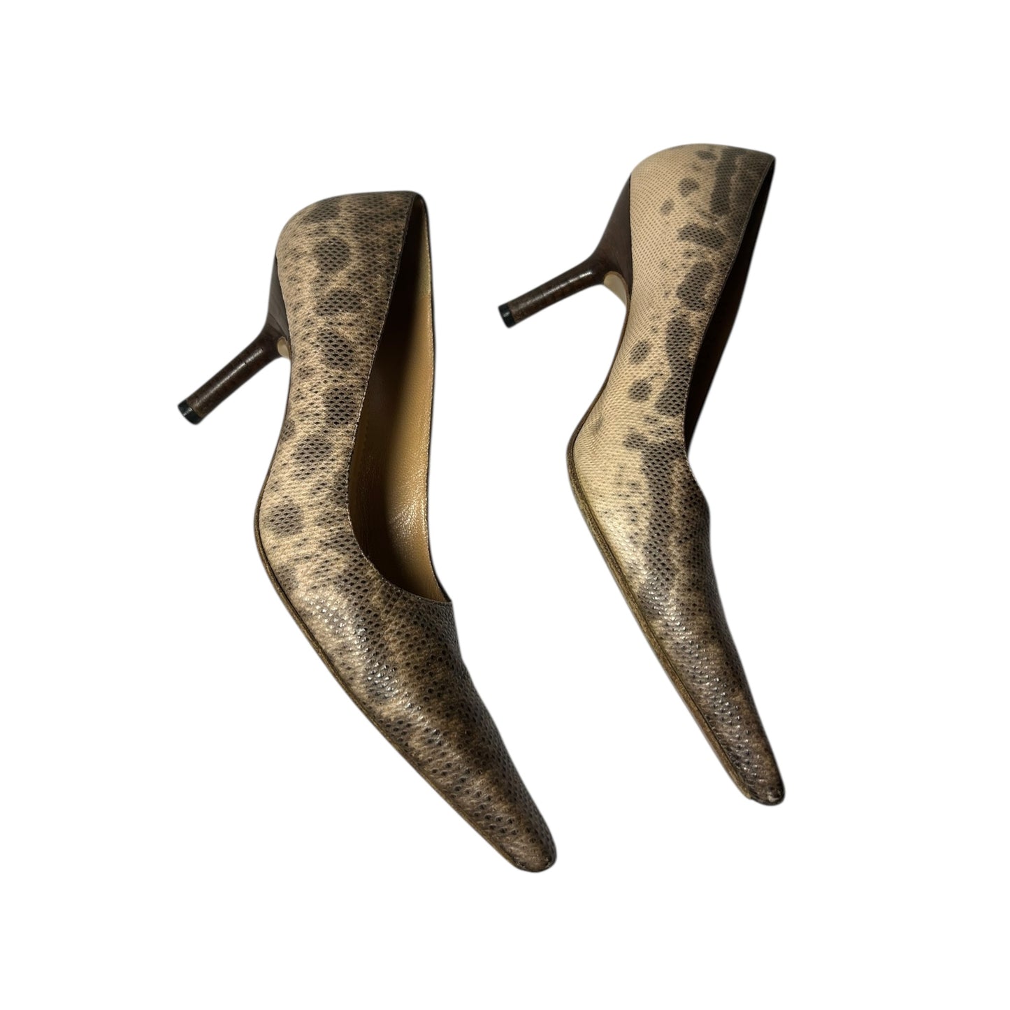 Vintage Gucci by Tom Ford lizard brown tan pump heels / 36.5