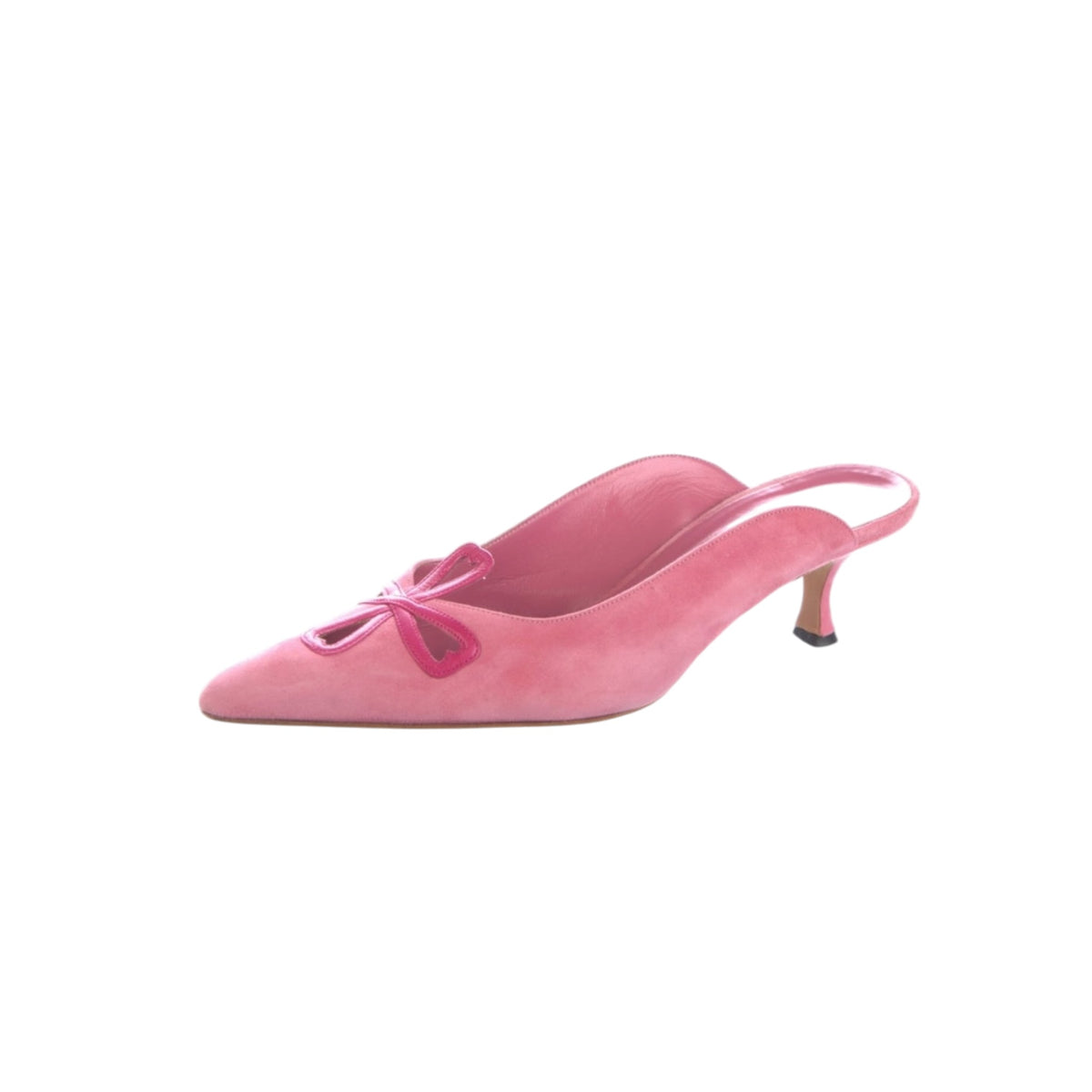 Vintage Manolo Blahnik pink suede floral mules / 39.5