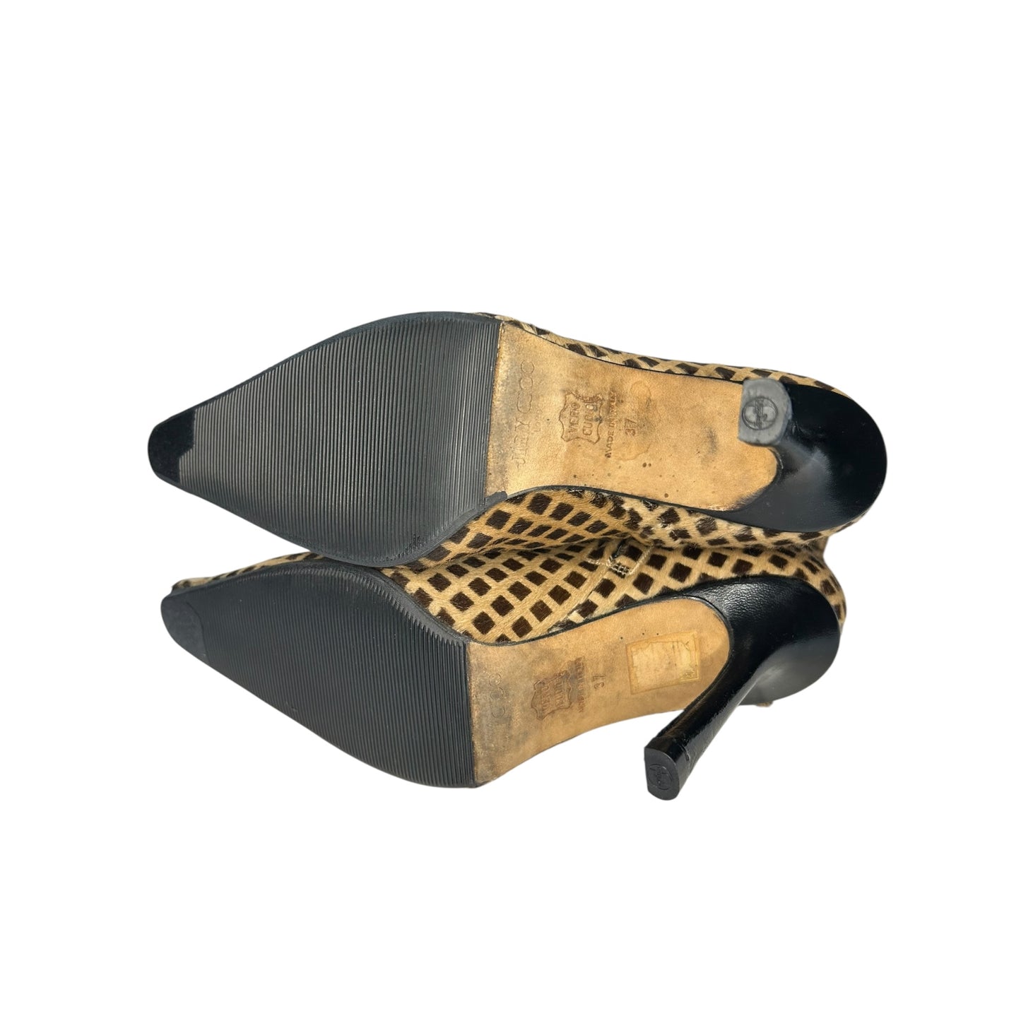 Vintage Jimmy Choo pony hair checkered ankle boots / 37