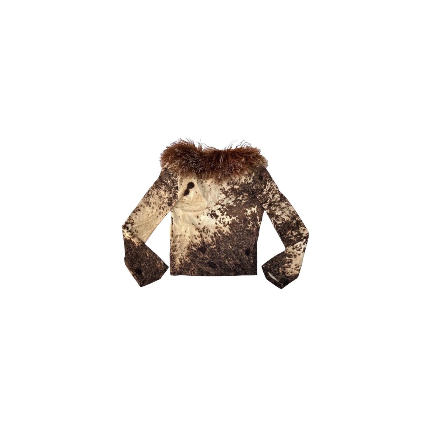 Vintage rare 1999 Roberto Cavalli Horse Print and Fur Runway Cardigan