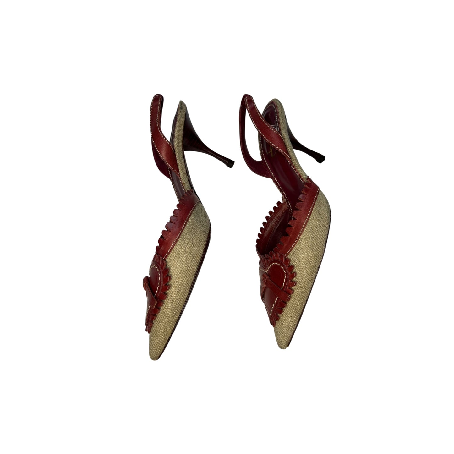 Vintage YSL iconic canvas heart sling back heels / 37