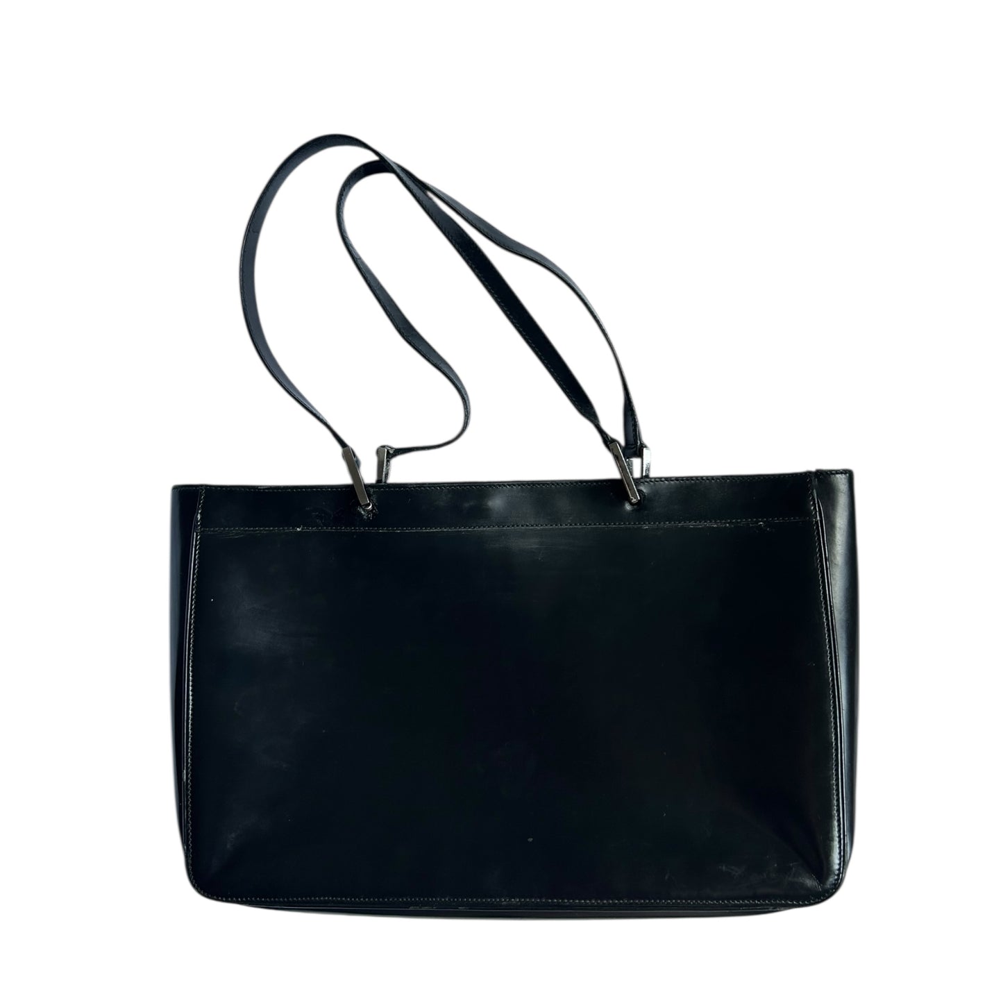 Vintage Gucci Jackie by Tom Ford horse-bit black leather patent tote bag