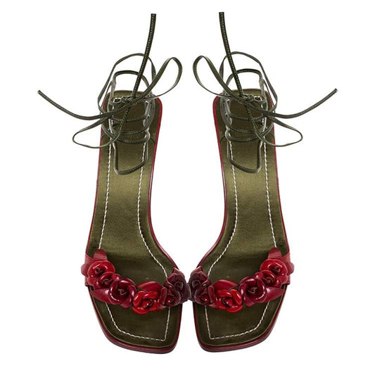 Vintage Valentino floral rosebud lace heels