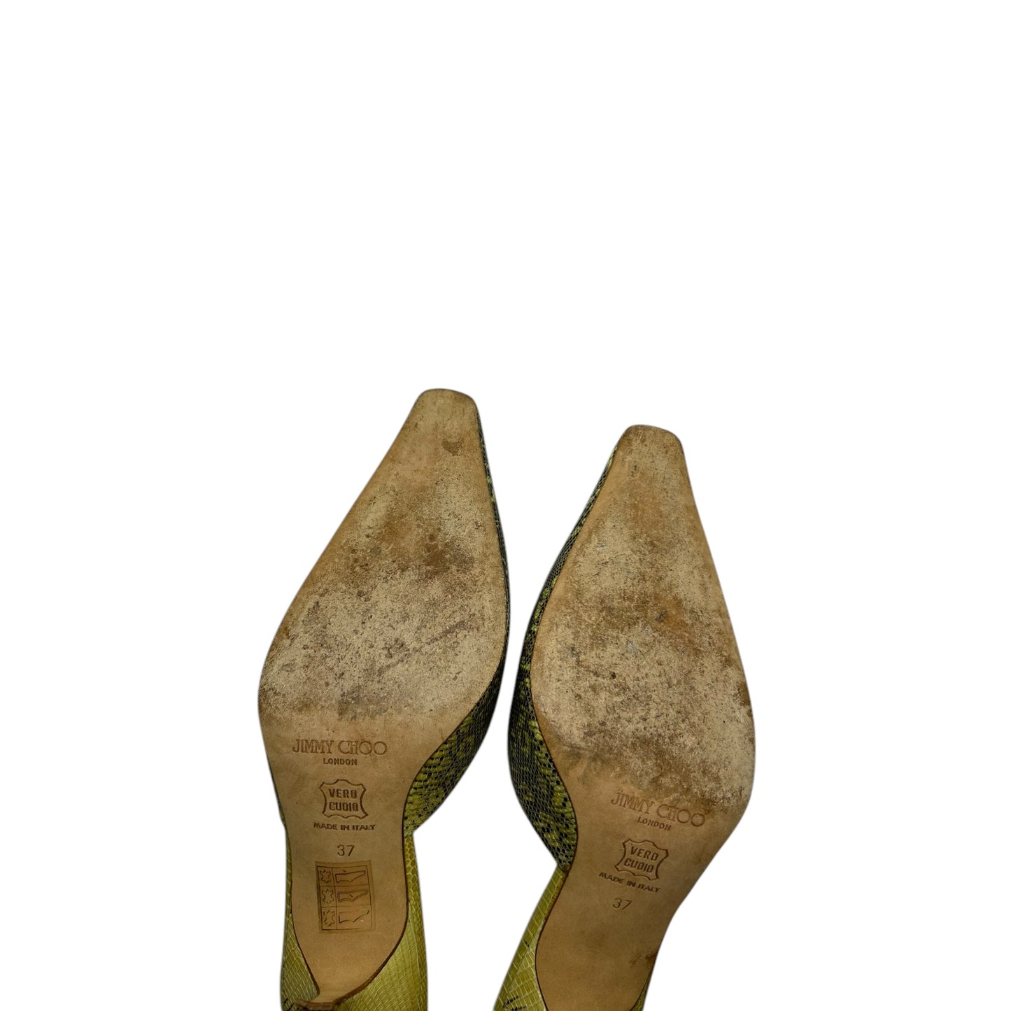 Vintage Jimmy Choo croc animal print mule heels / 37