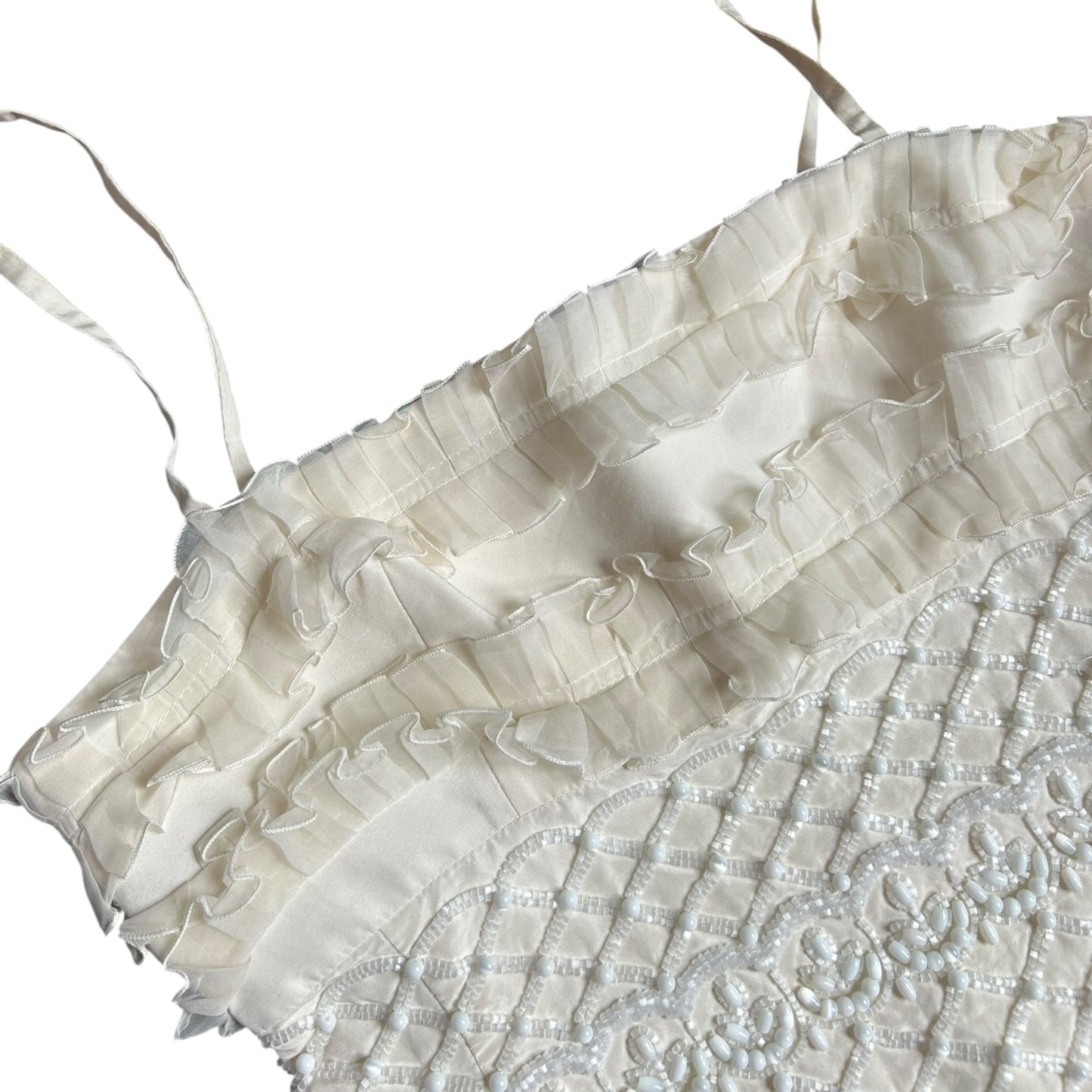 RENTAL ONLY-Christian Dior by John Galliano 2007 Bridal Ivory Silk Ruffle Dress – Beaded Corset Bodice