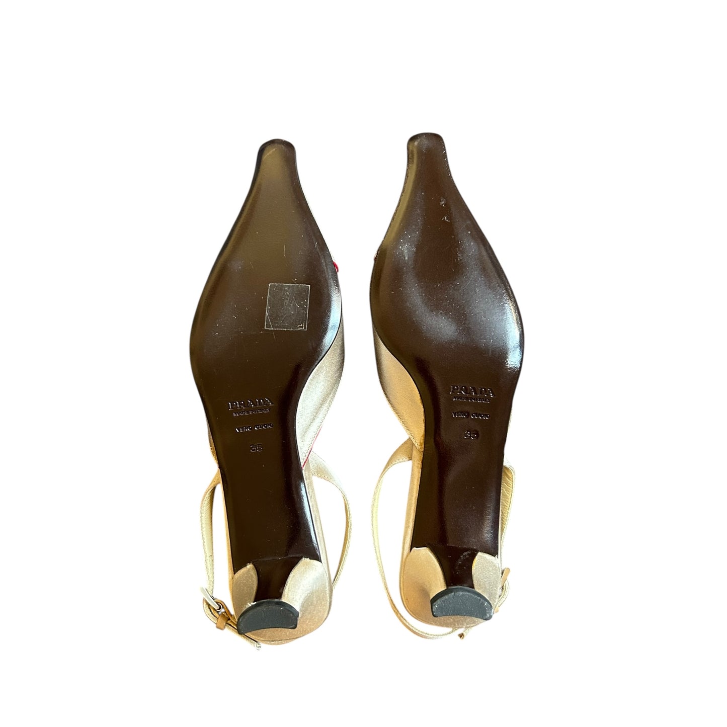 Vintage Prada satin bow tie slingback kitten heels/ 35