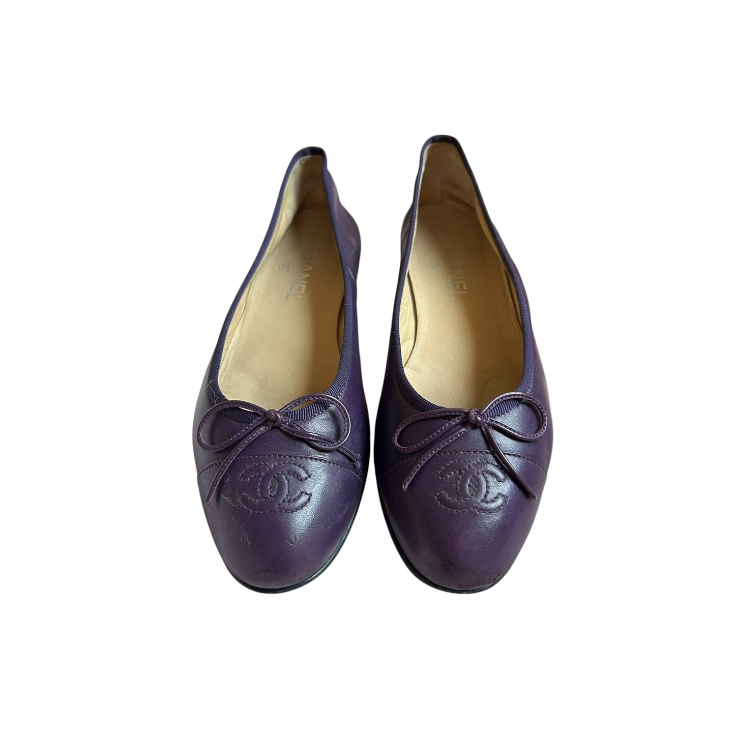 Vintage Chanel CC interlocking logo purple ballet flats / 39.5