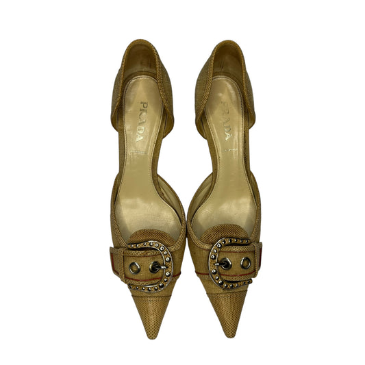 Vintage Prada python skin canvas beige pumps / 39