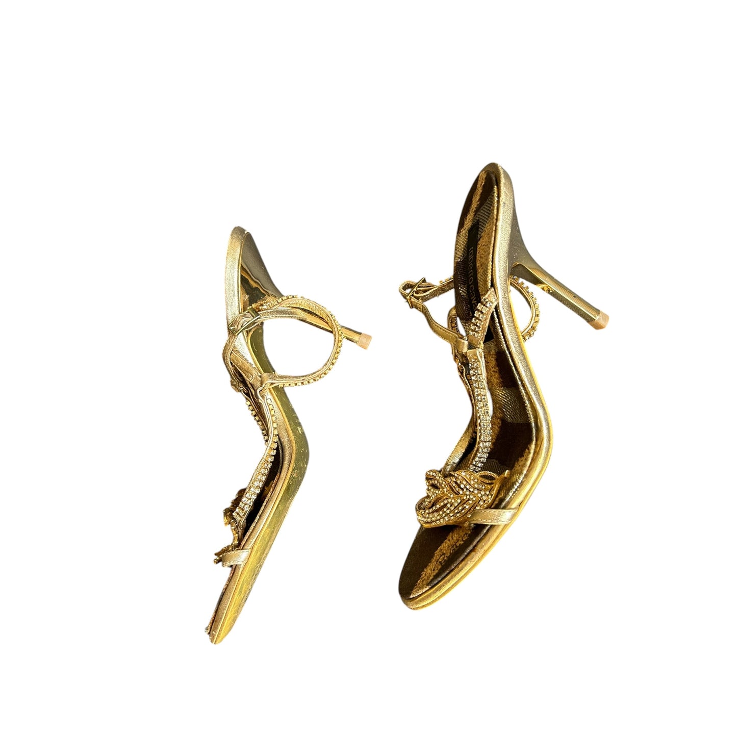 Vintage Roberto Cavalli golden leaf sandals / 35.5