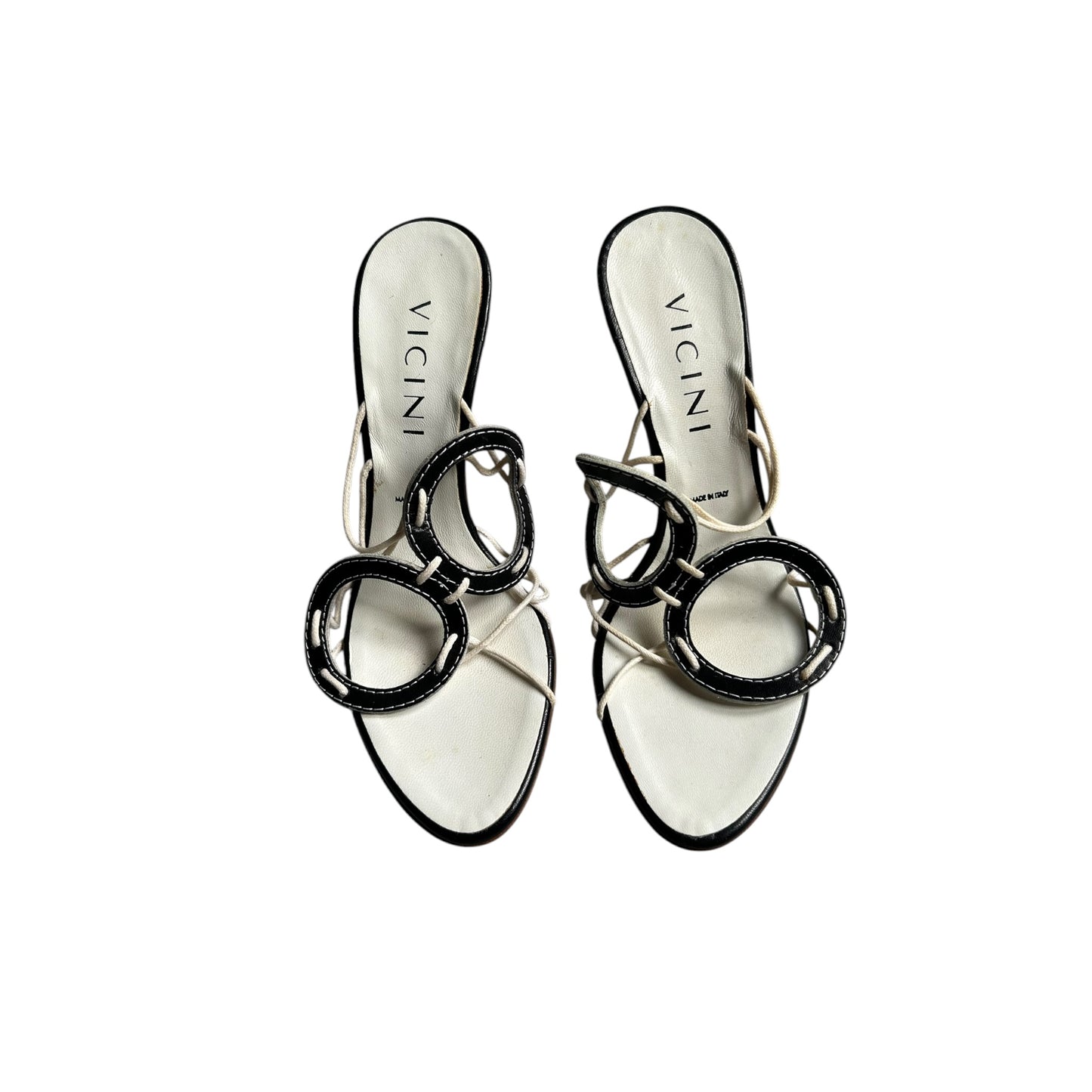Vintage Vicini geometric design mule heels / 35