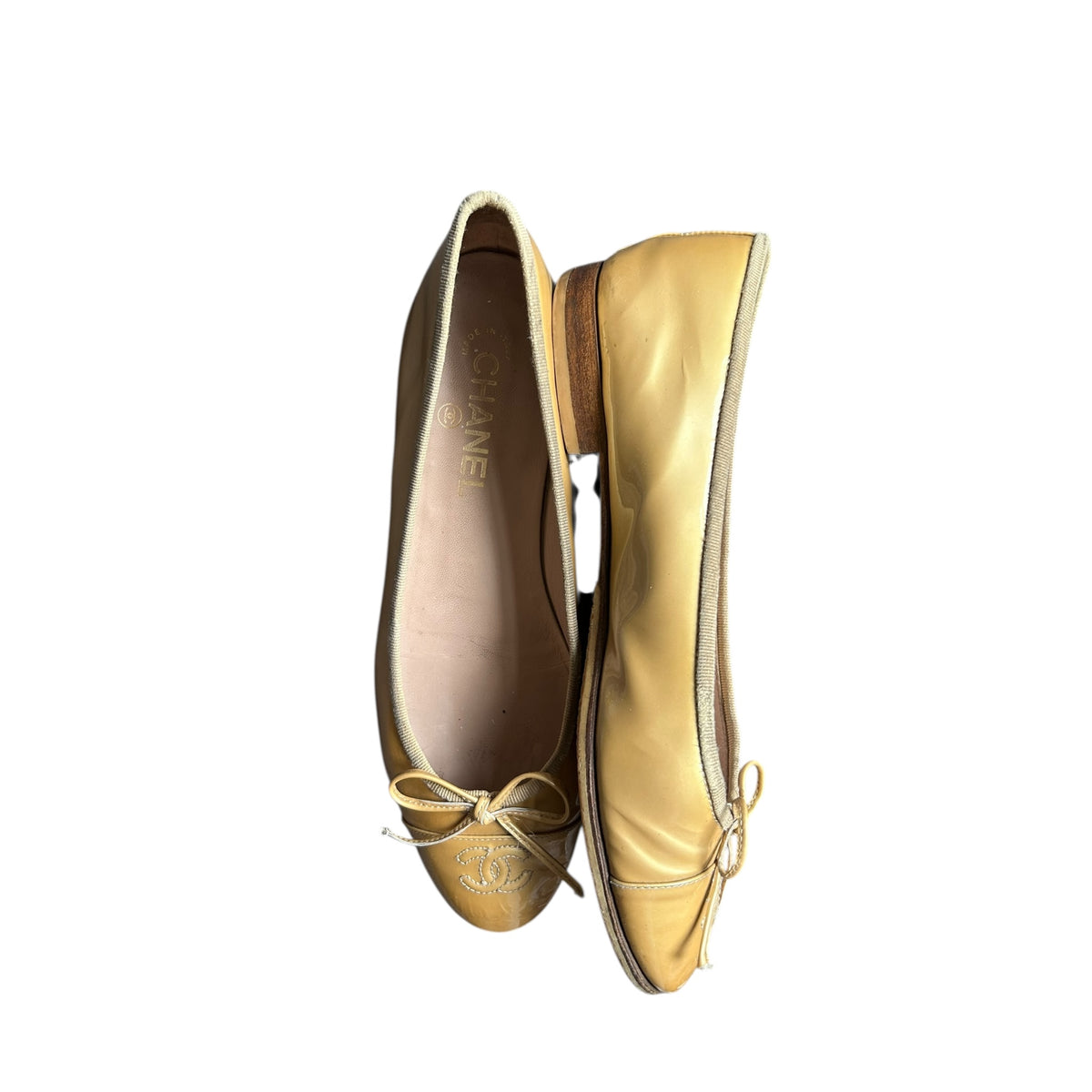 Vintage Chanel CC interlocking logo yellow ballet flats/ 37