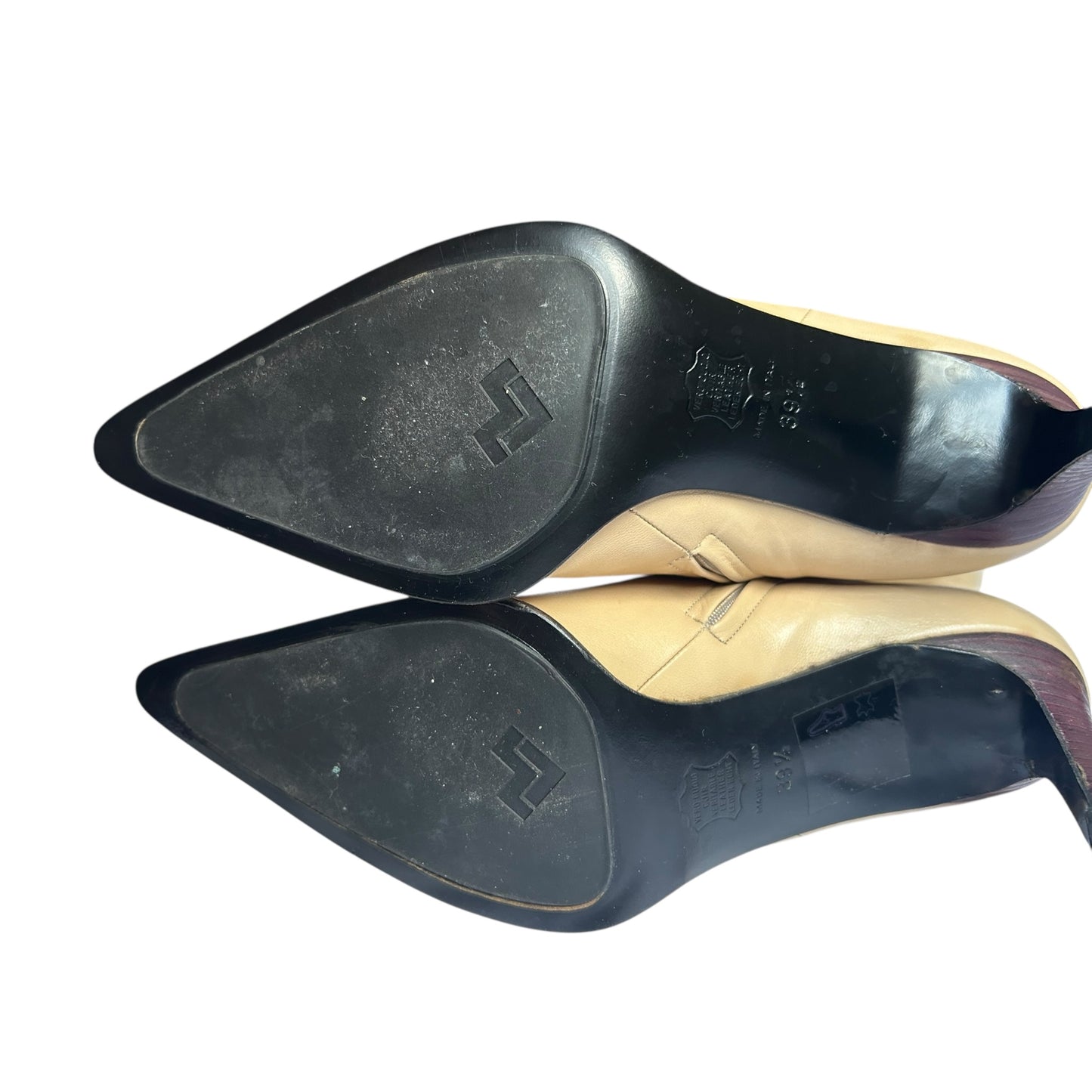 Vintage Mario Valentino beige knee high leather boots / 39.5