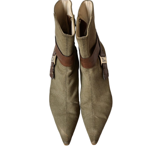 Vintage Dior 2000s khaki ankle boots/36.5