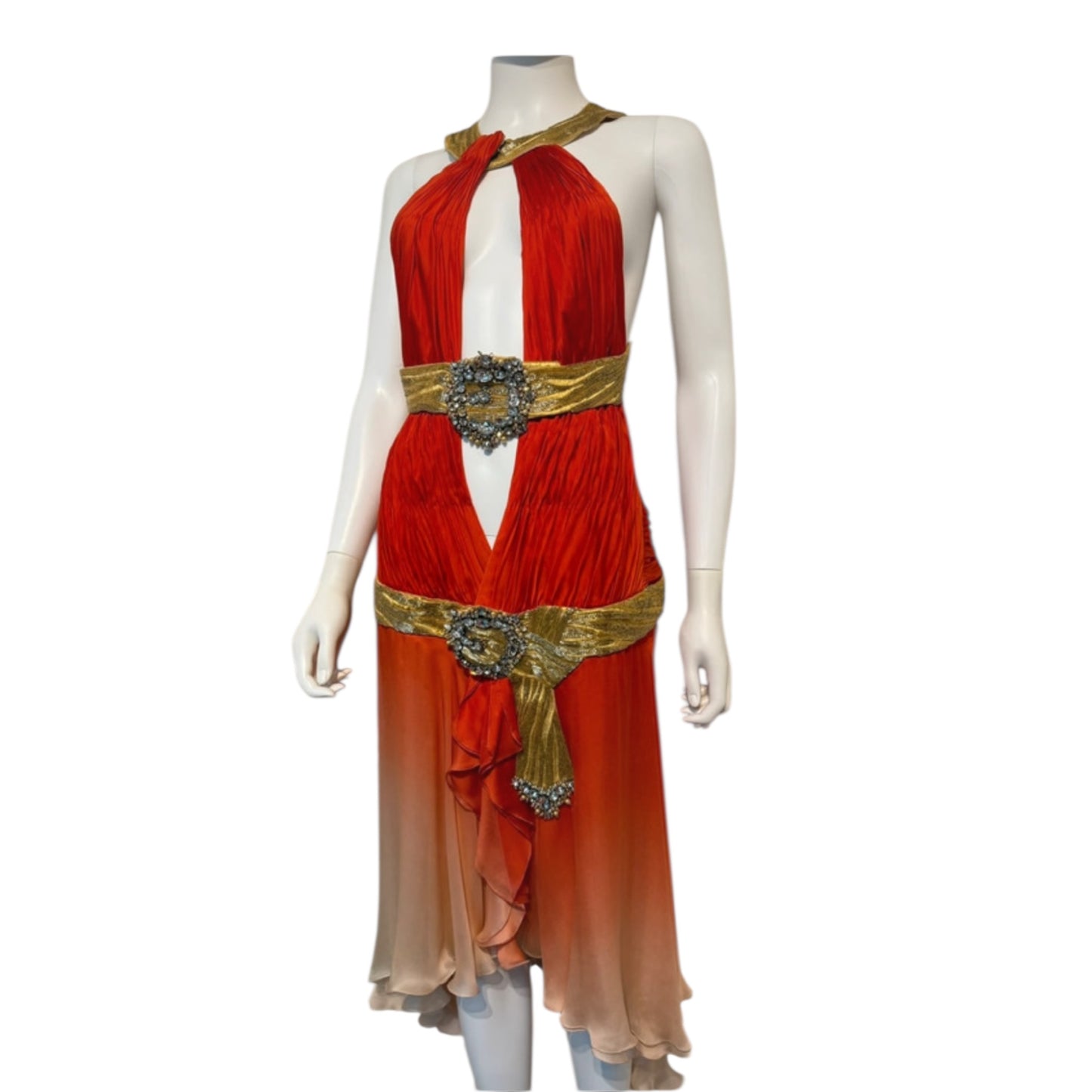 RENAL ONLY Vintage Roberto Cavalli SS 2006 Silk Runway Dress – Gemma Ward – Rare 2000s Designer Gown