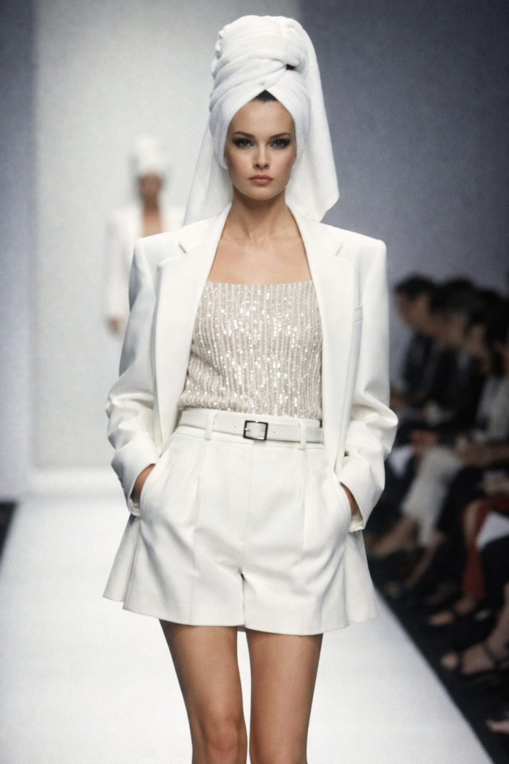 Vintage Christian Dior by John Galliano SS1997 Runway sequenced white top