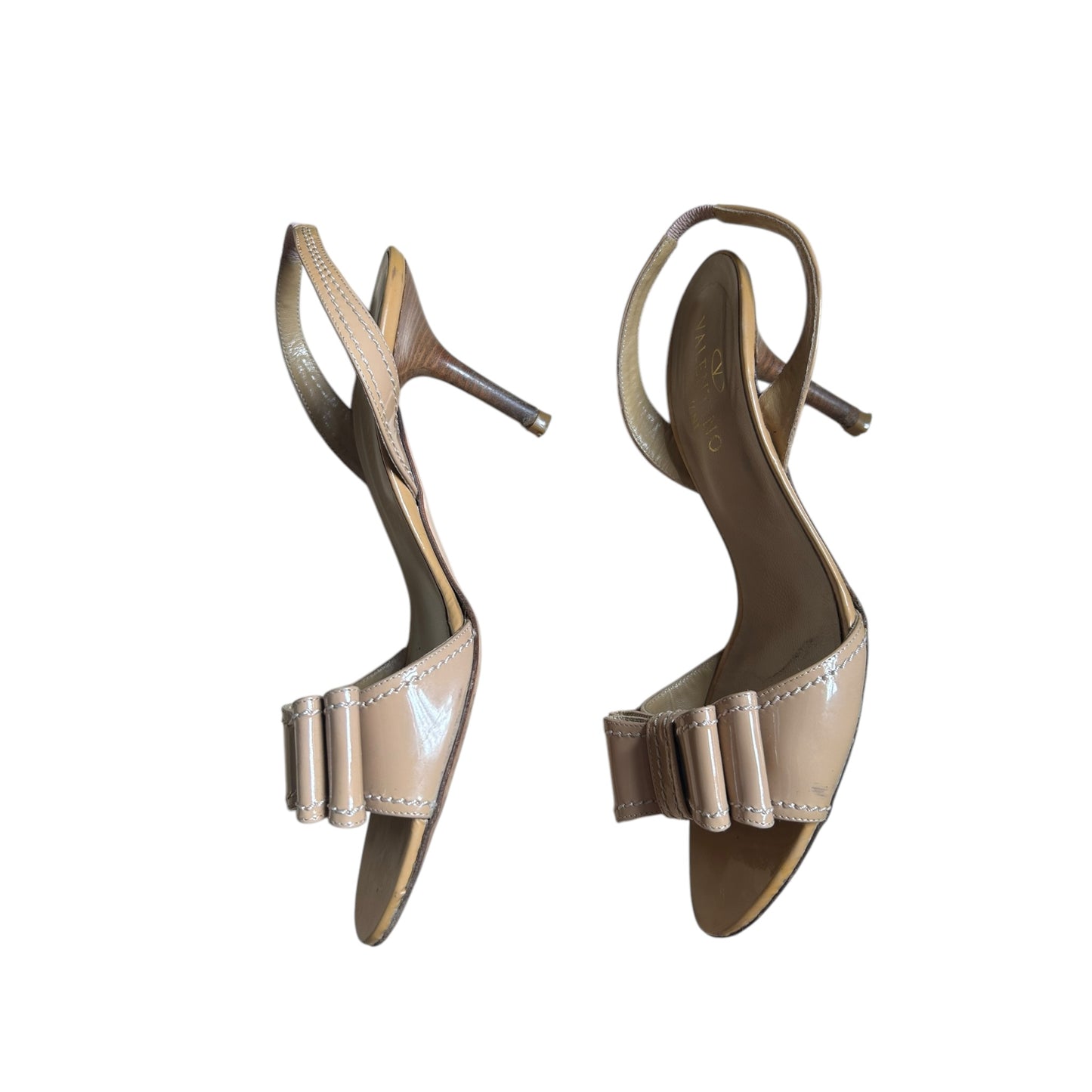 Vintage Valentino nude bow tie slingback heels / 41