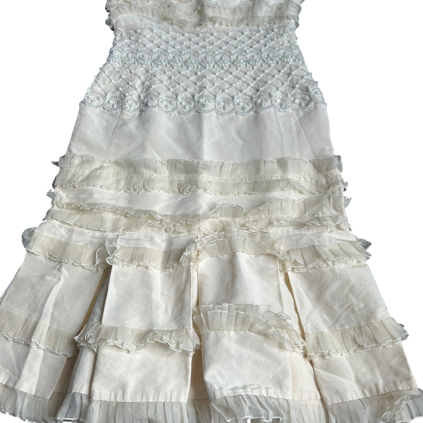 RENTAL ONLY-Christian Dior by John Galliano 2007 Bridal Ivory Silk Ruffle Dress – Beaded Corset Bodice