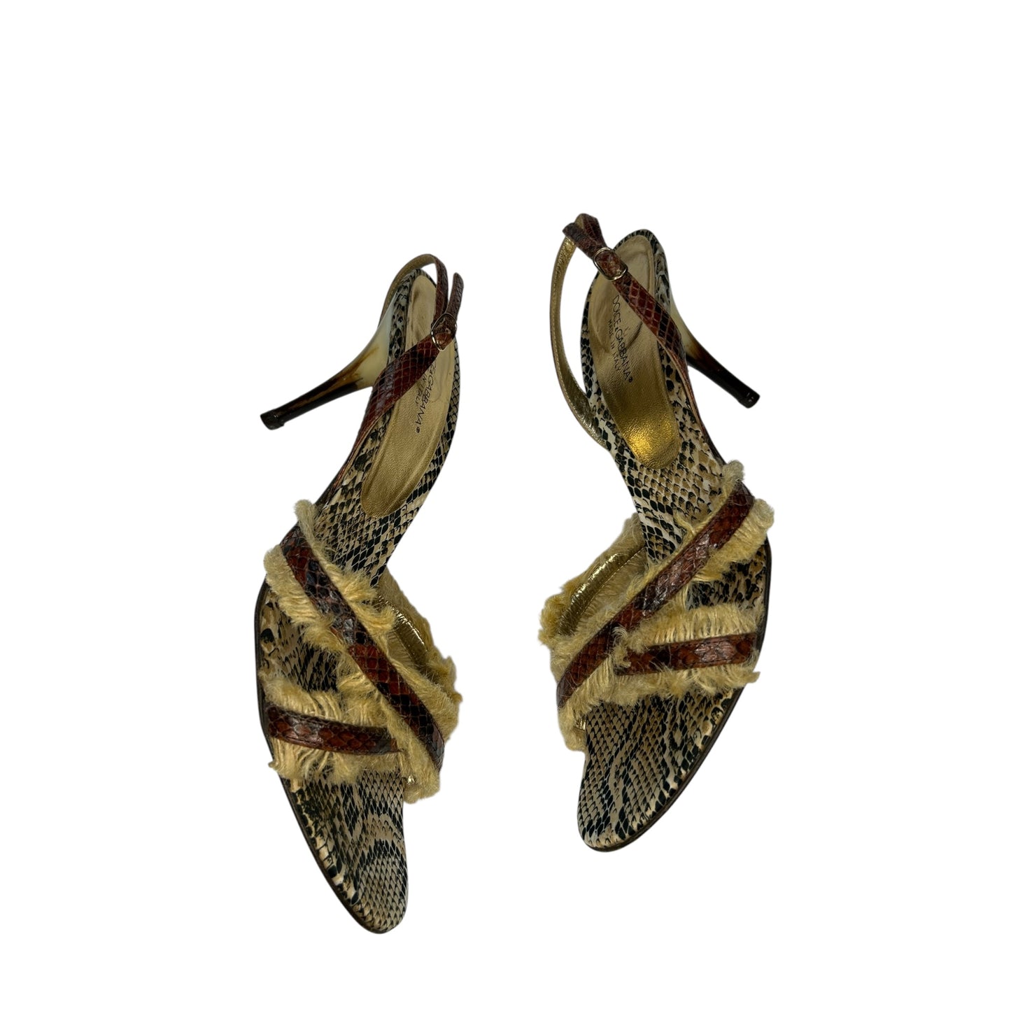 Vintage Dolce&Gabbana SS 2005 python skin faux fur sandal heels / 40