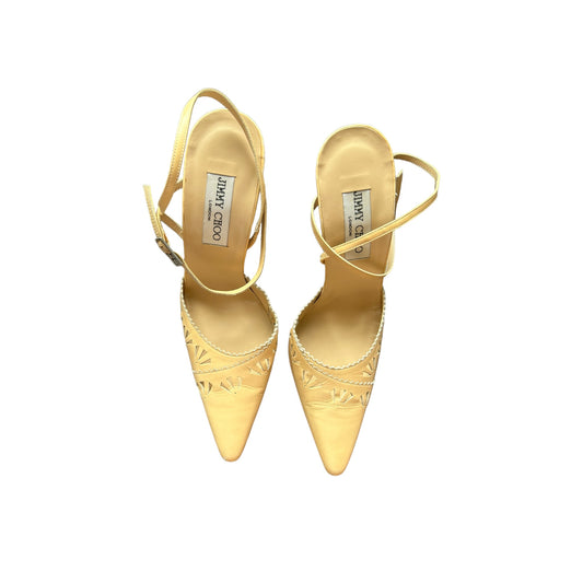 Vintage Jimmy Choo leather  butter cream heels / 39