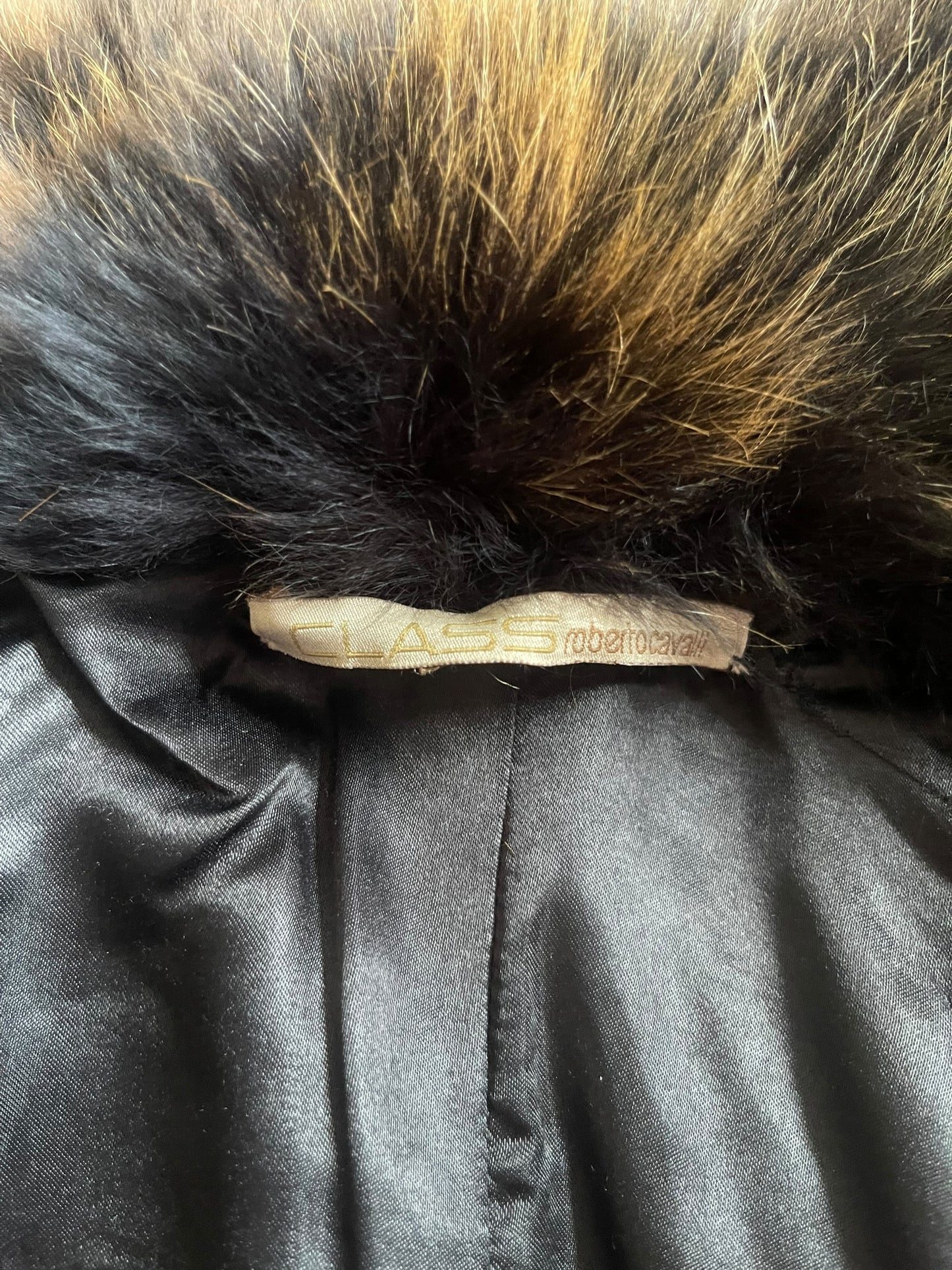 Vintage Roberto Cavalli 2006 Black Suede Washed look Jacket with Fox Fur Collar & Belt