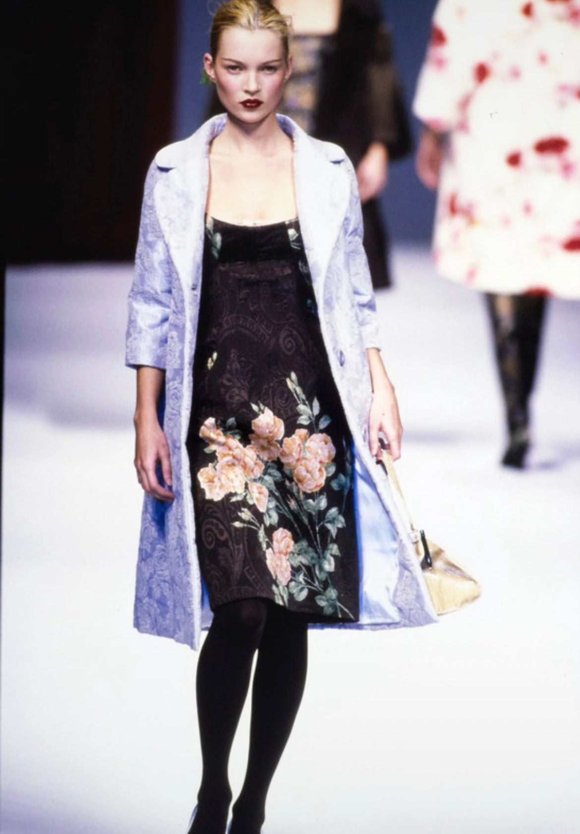 Vintage Dolce&Gabbana worn by Kate Moss runway floral brocade dress AW96