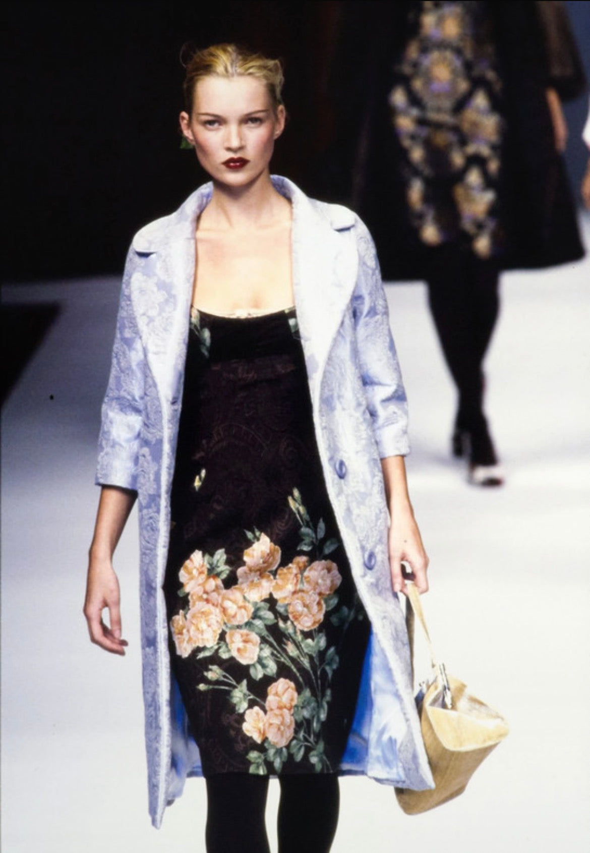 Vintage Dolce&Gabbana worn by Kate Moss runway floral brocade dress AW96