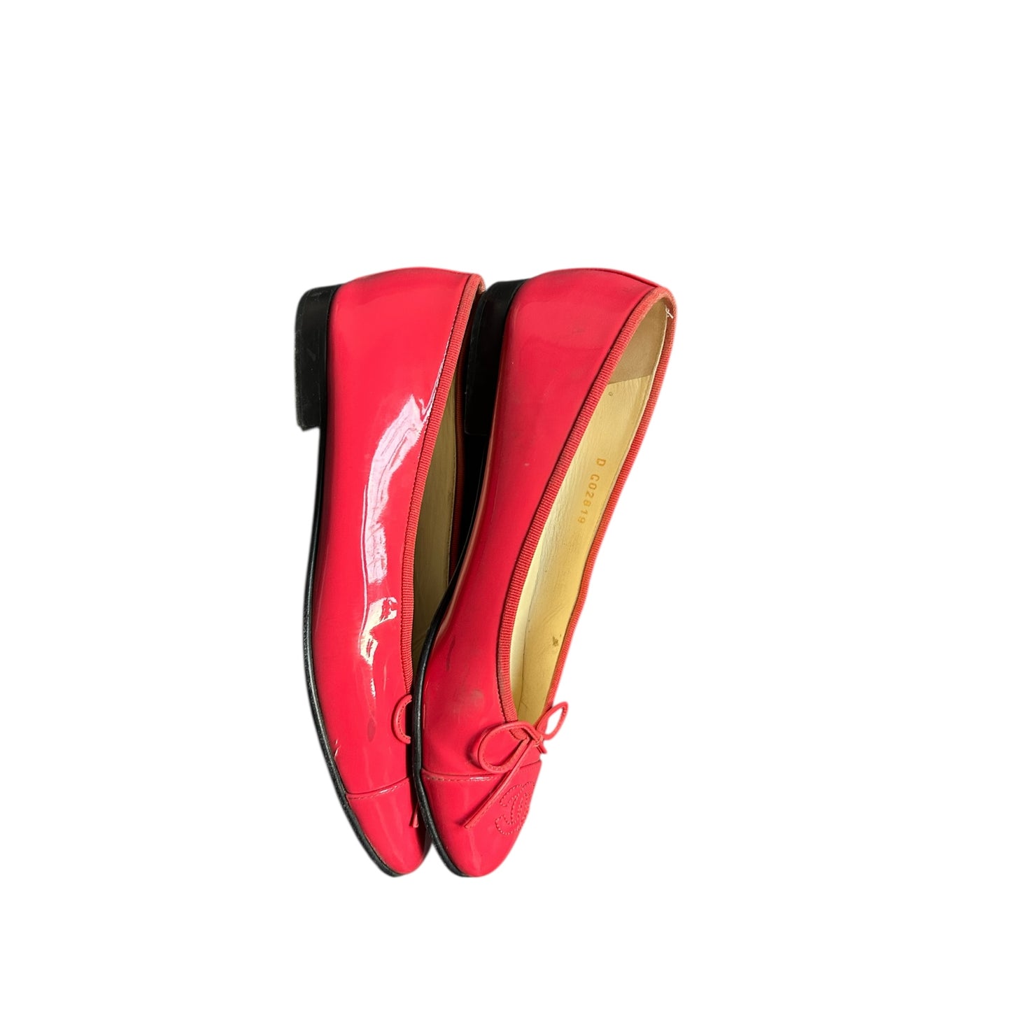 Vintage Chanel red CC interlocking logo ballet flats / 38.5
