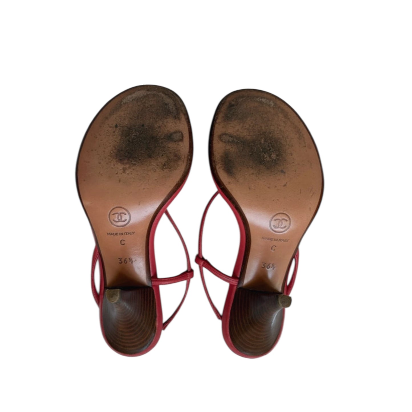 Vintage rare Chanel ladybug red sling back heels / 36.5
