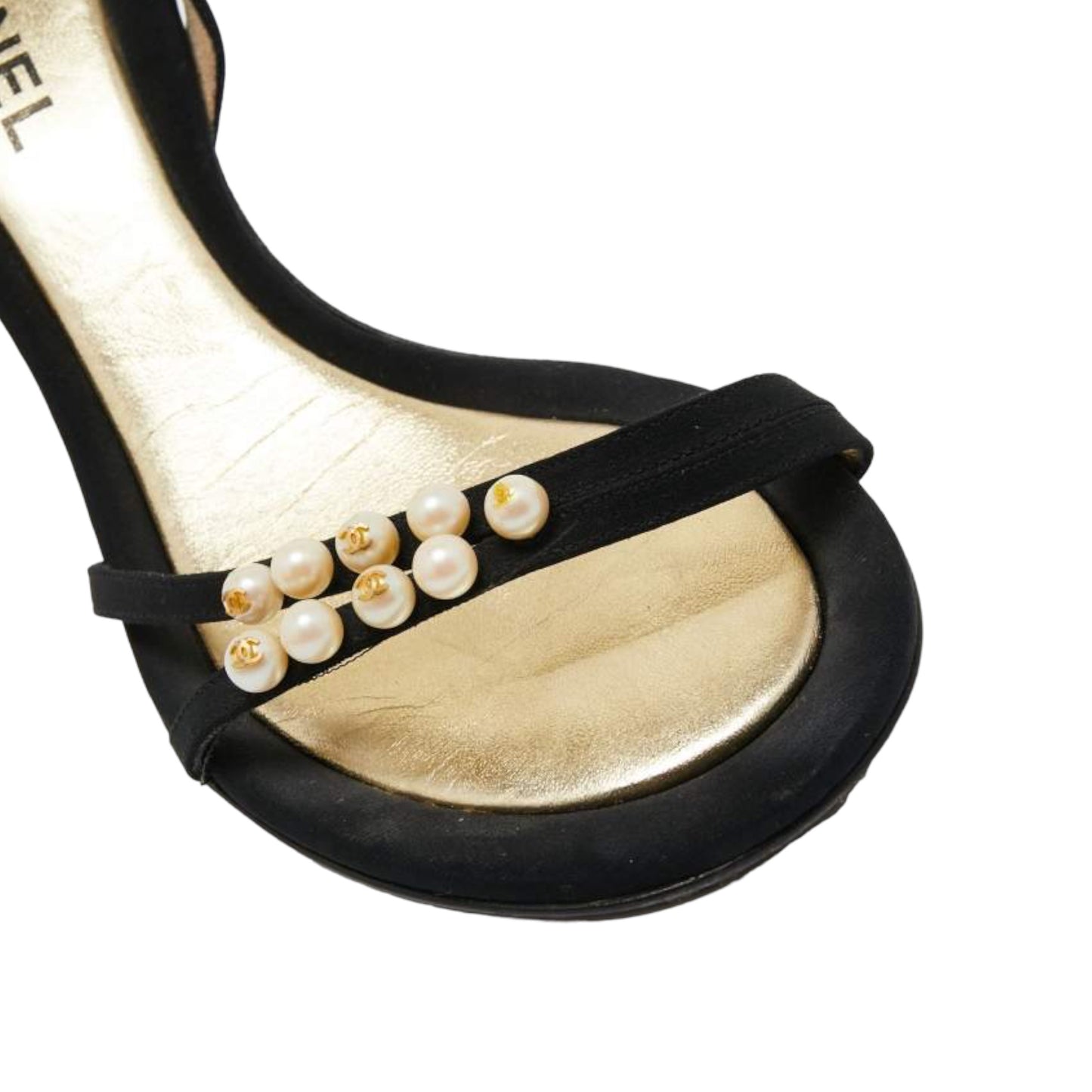 Vintage Chanel pearl CC logo sling back heels