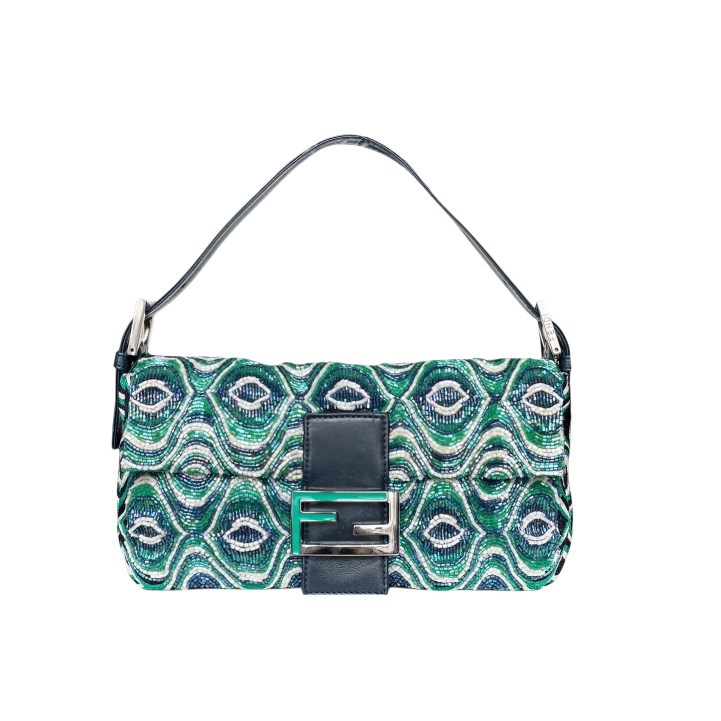 Fendi Baguette Beaded Green Shoulder Bag – Luxury Designer Shoulder Bag