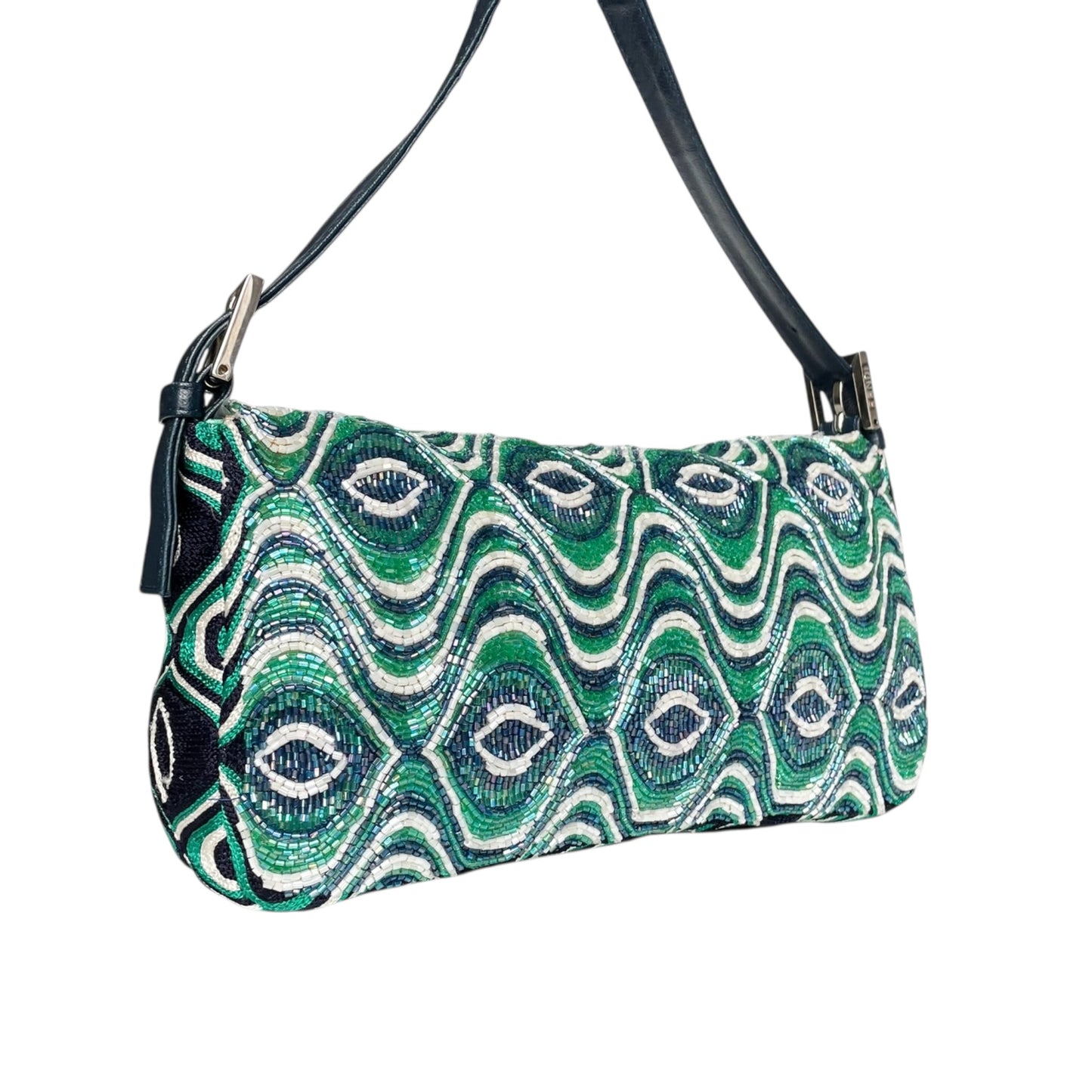 Fendi Baguette Beaded Green Shoulder Bag – Luxury Designer Shoulder Bag