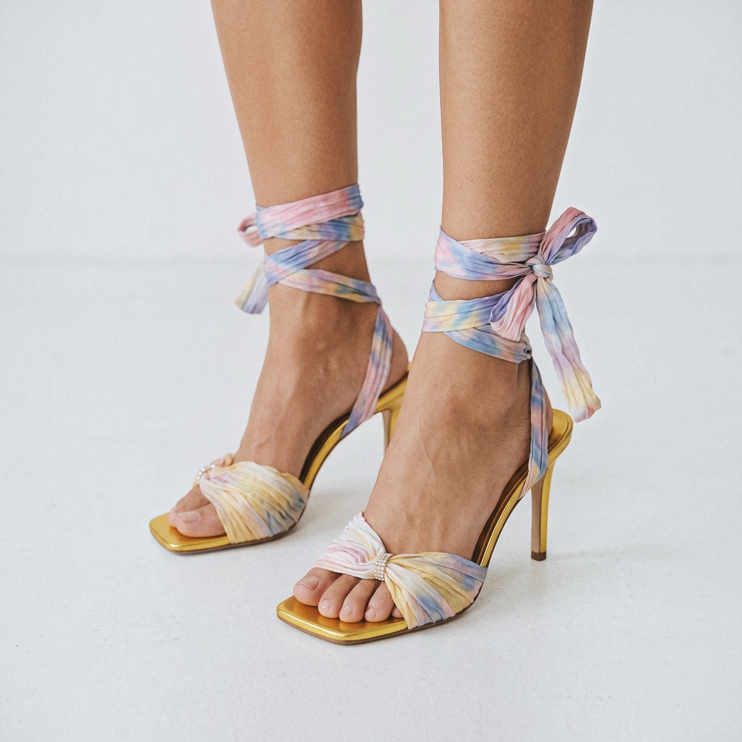 Vintage Roberto Cavalli multicolored wrap around crystal sandals / 38