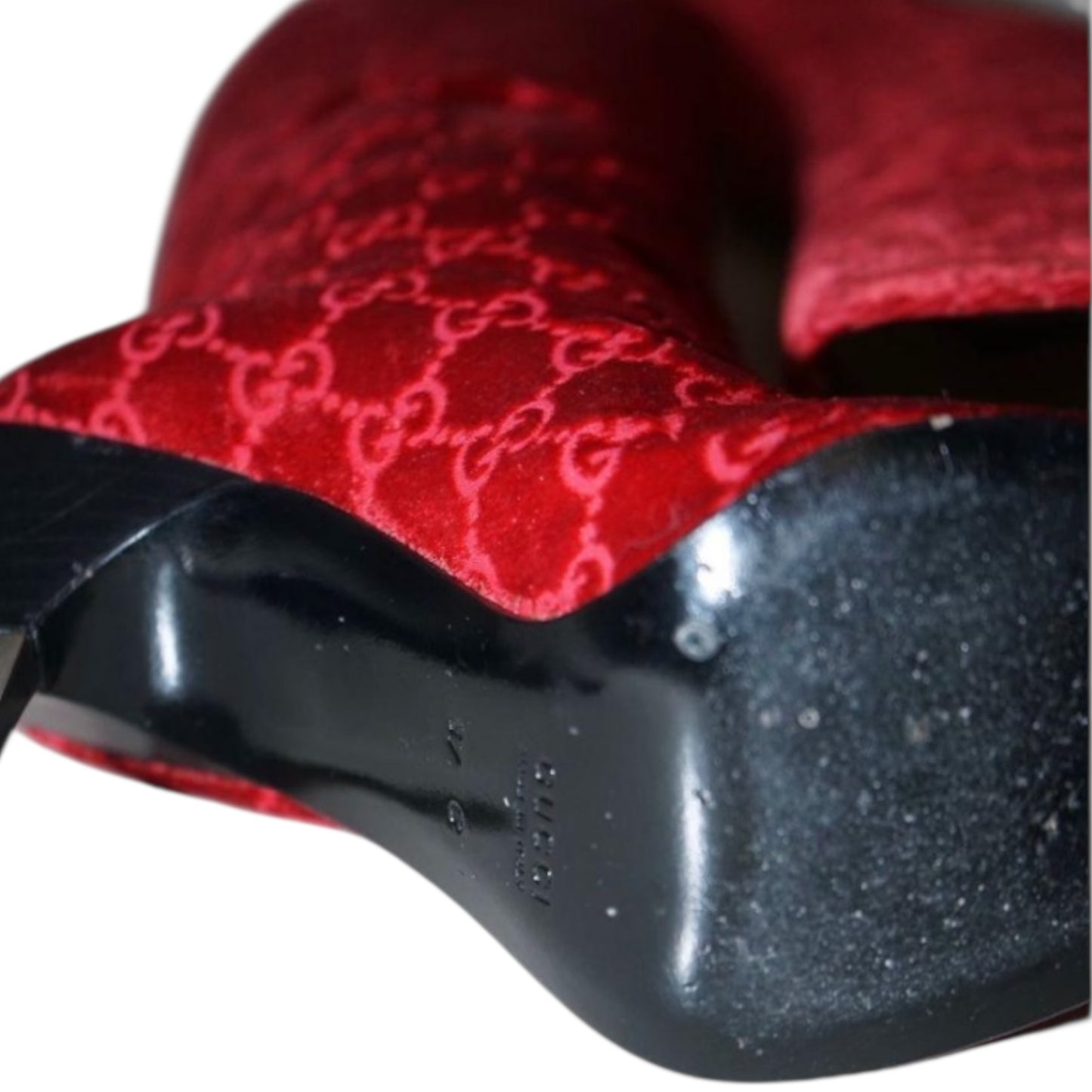 Gucci FW1997 By Tom Ford Red Velvet ‘GG’ Monogram Boots / 37