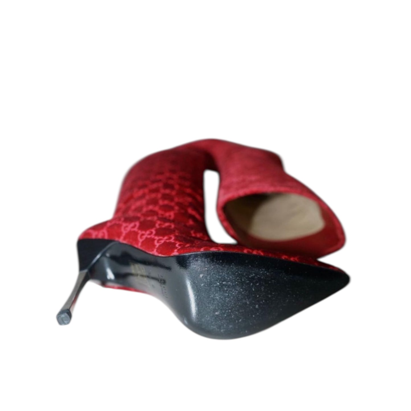 Gucci FW1997 By Tom Ford Red Velvet ‘GG’ Monogram Boots / 37