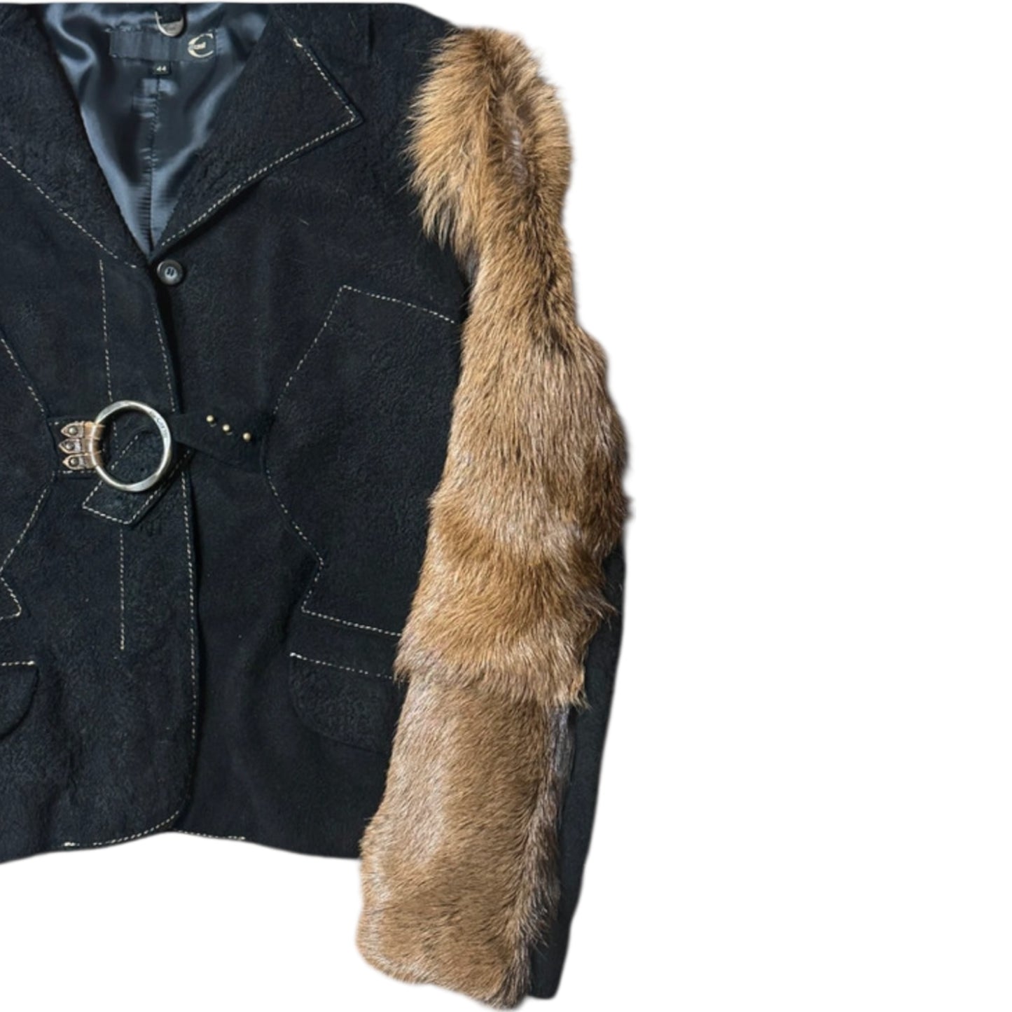Vintage Roberto Cavalli limited edition AW2001 pony leather fur sleeve jacket